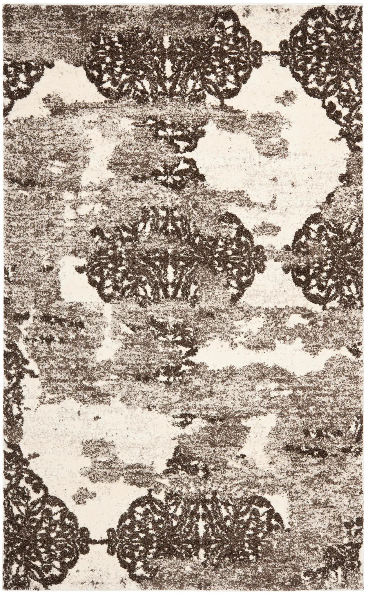 Retro Modern Distressed Medallion Rug