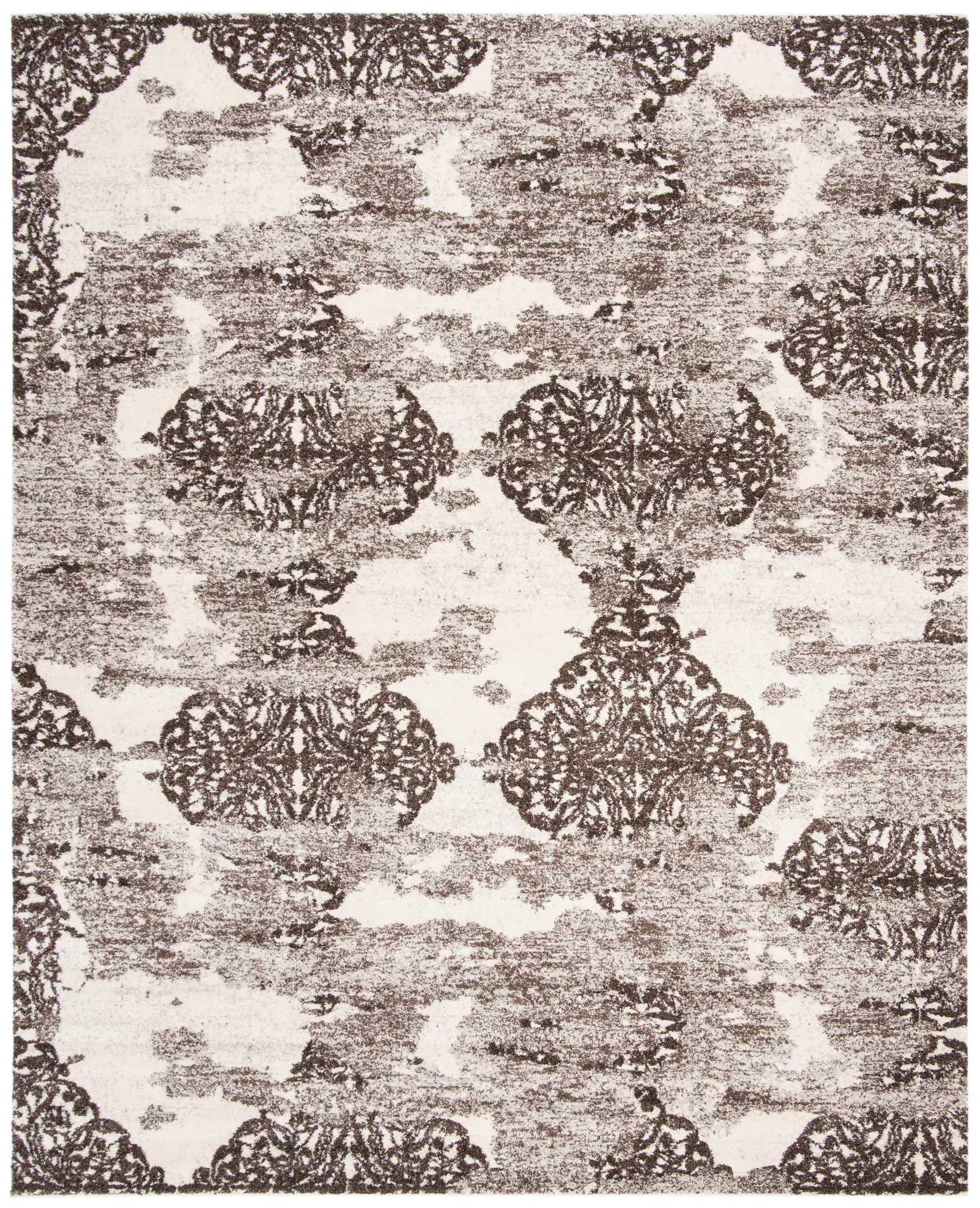 Retro Modern Distressed Medallion Rug