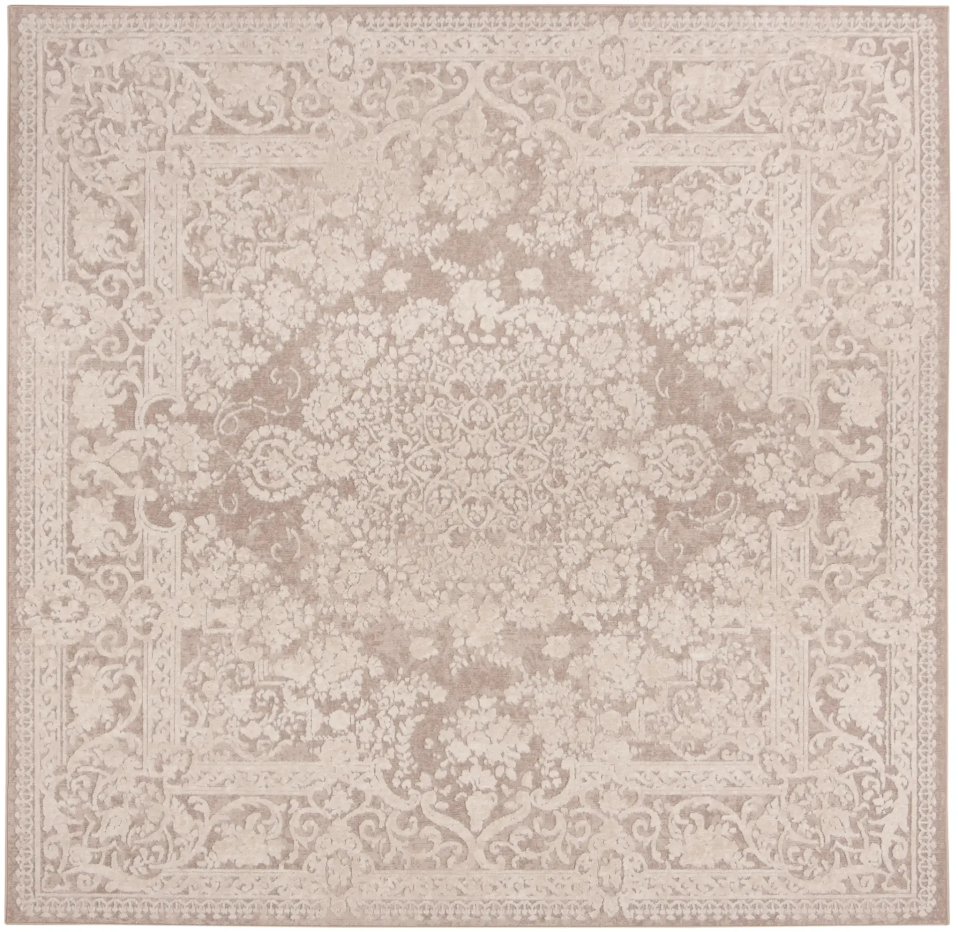 Reflection Faded Floral Border Rug