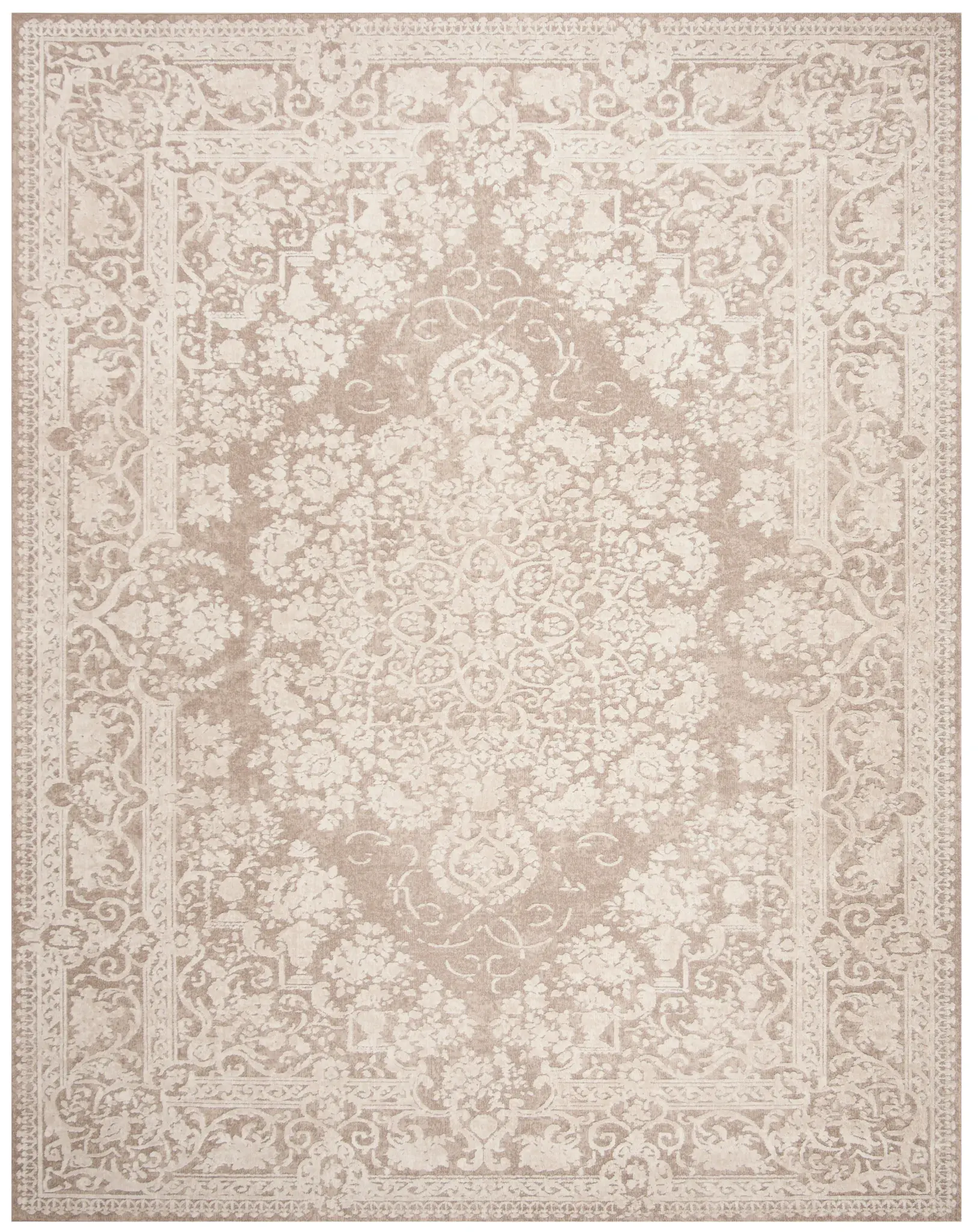 Reflection Faded Floral Border Rug