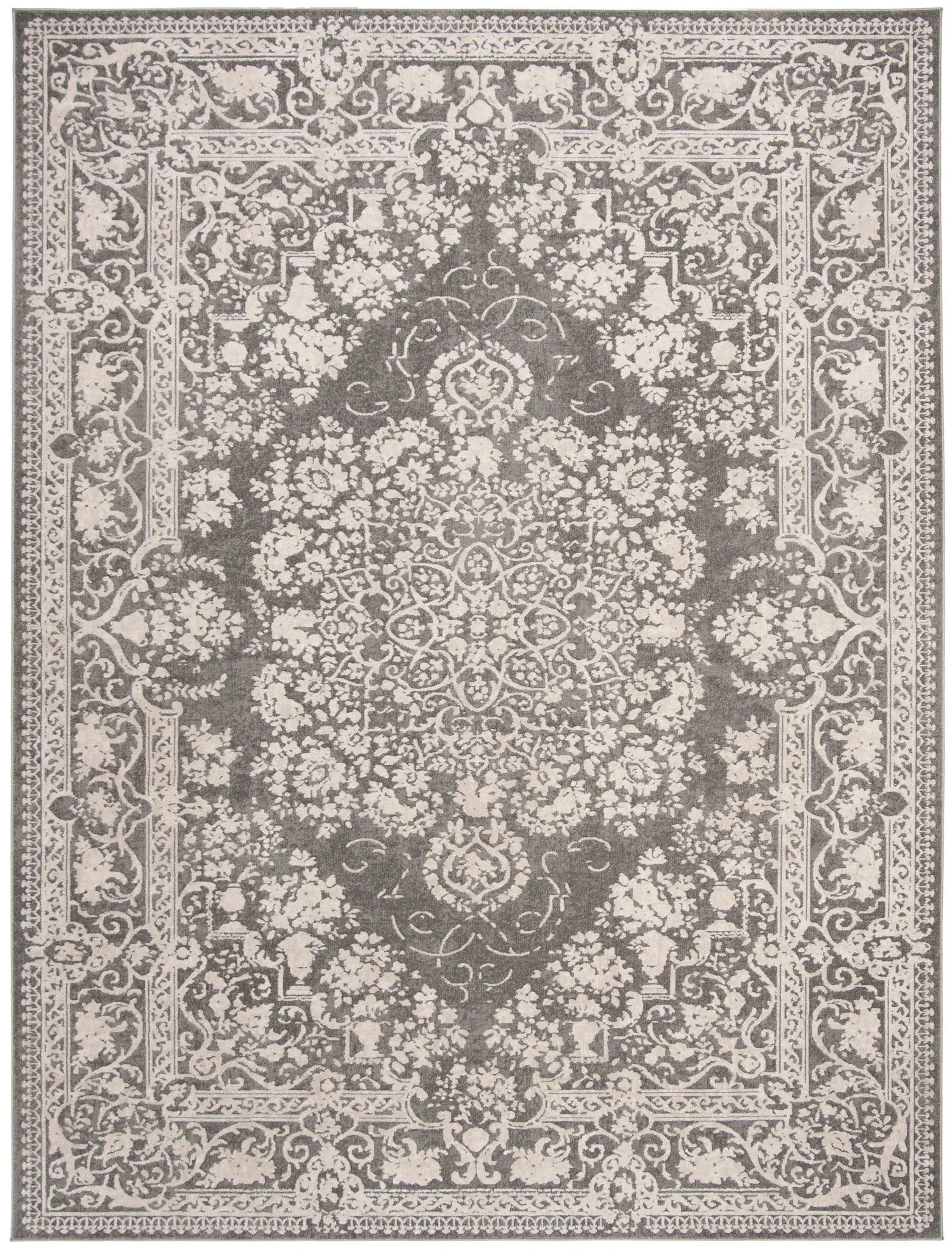 Reflection Faded Floral Border Rug