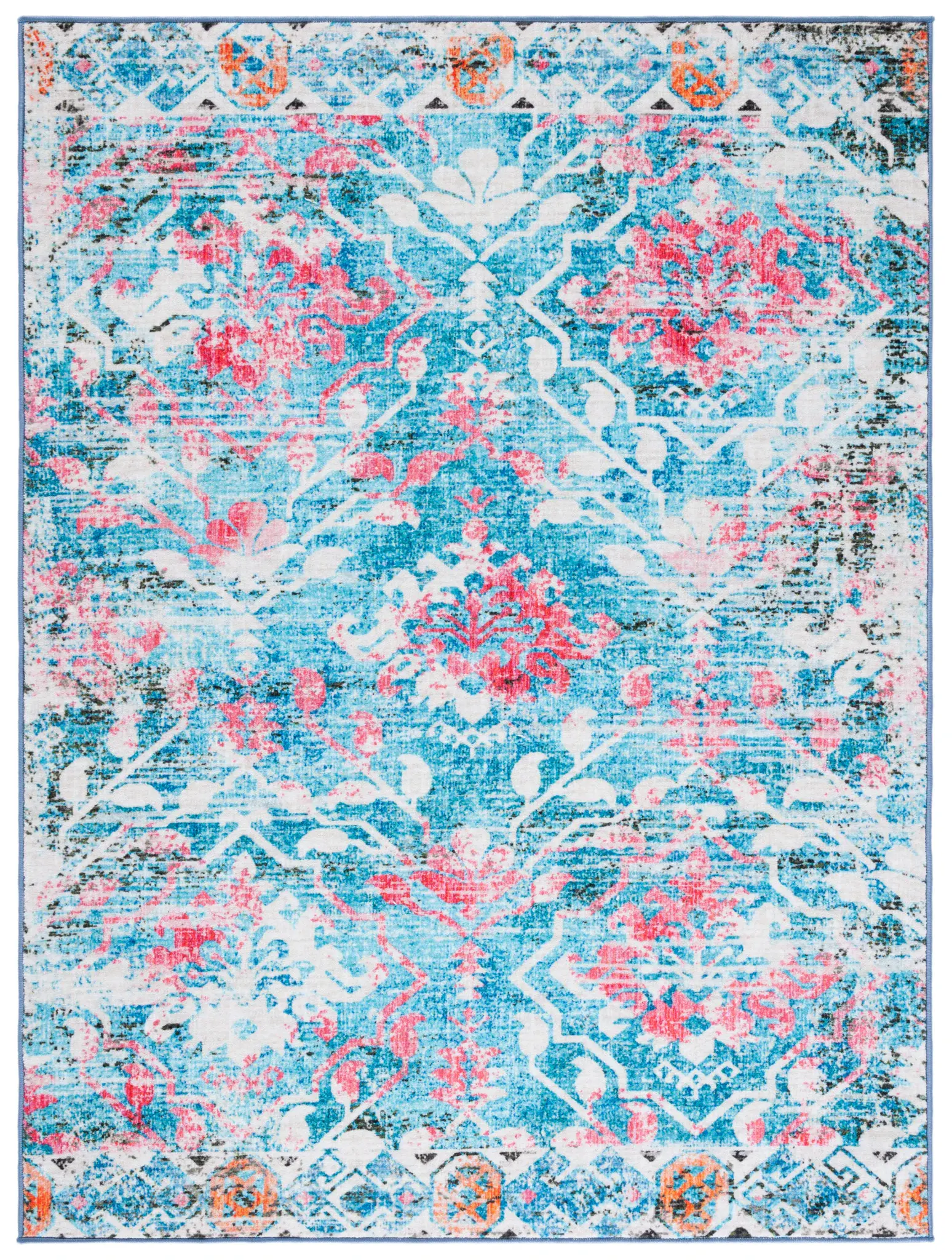 Riviera Distressed Medallion Washable Rug