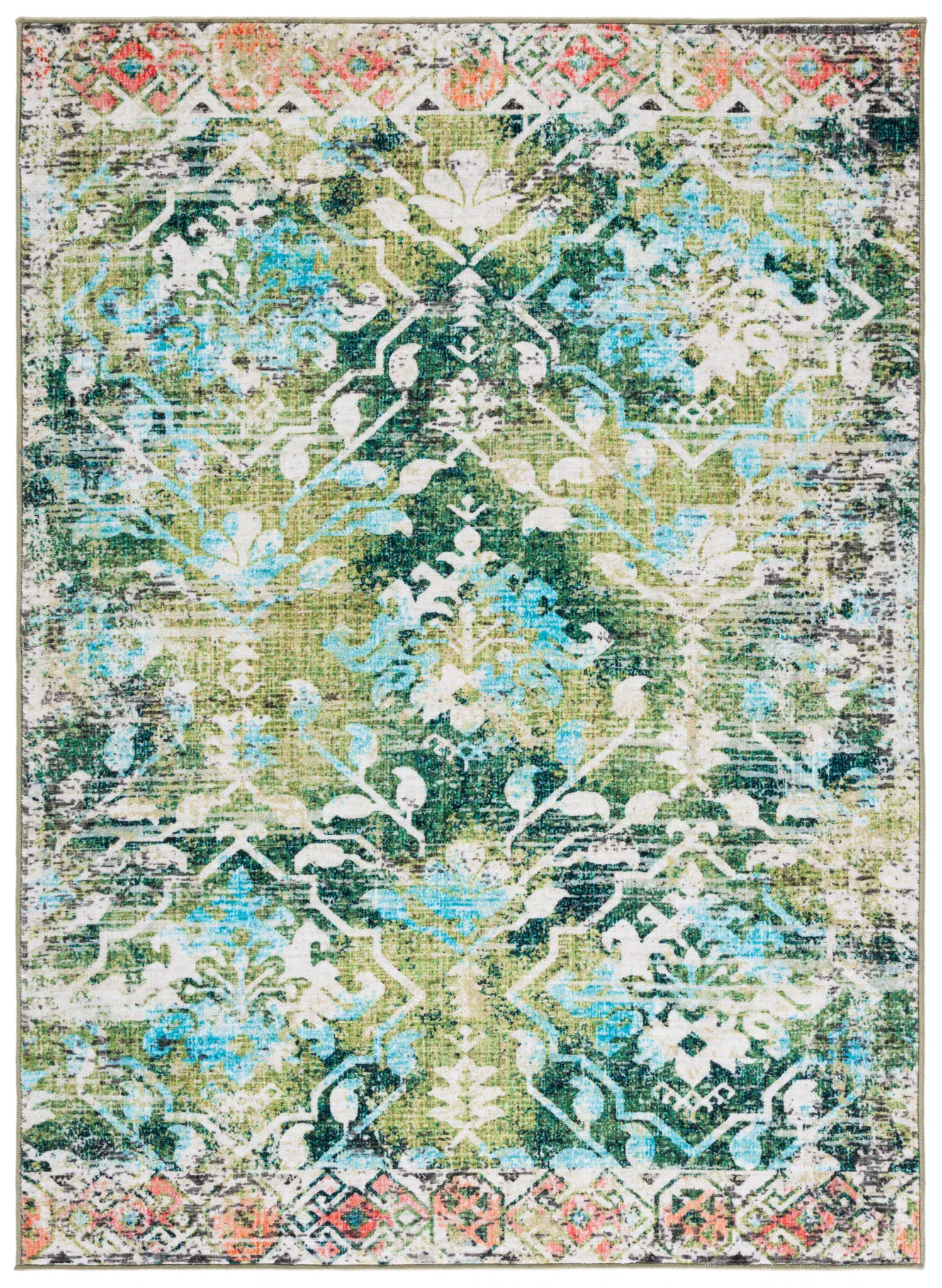 Riviera Distressed Medallion Washable Rug