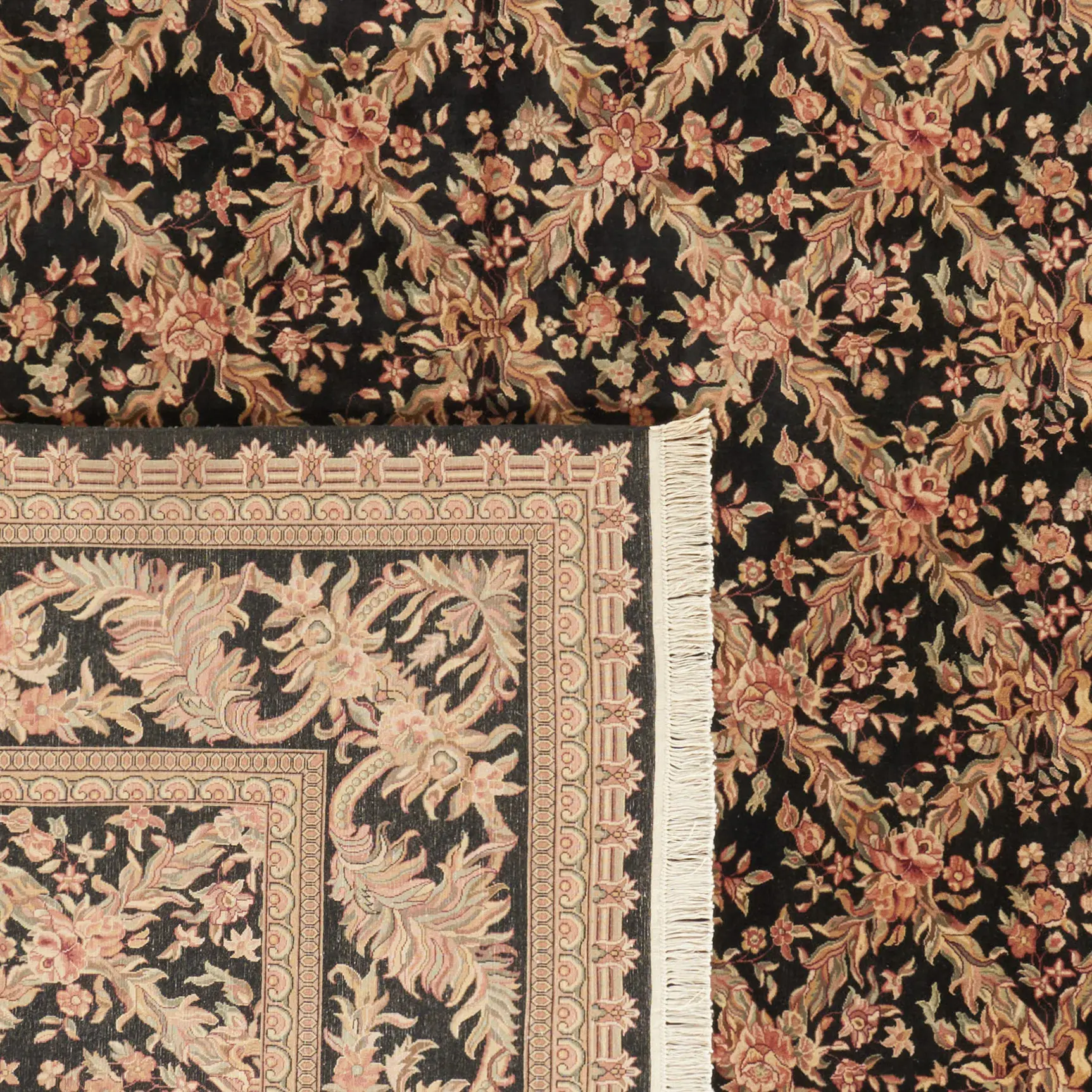 Royal Kerman Floral Lattice Hand-Knotted Wool Rug