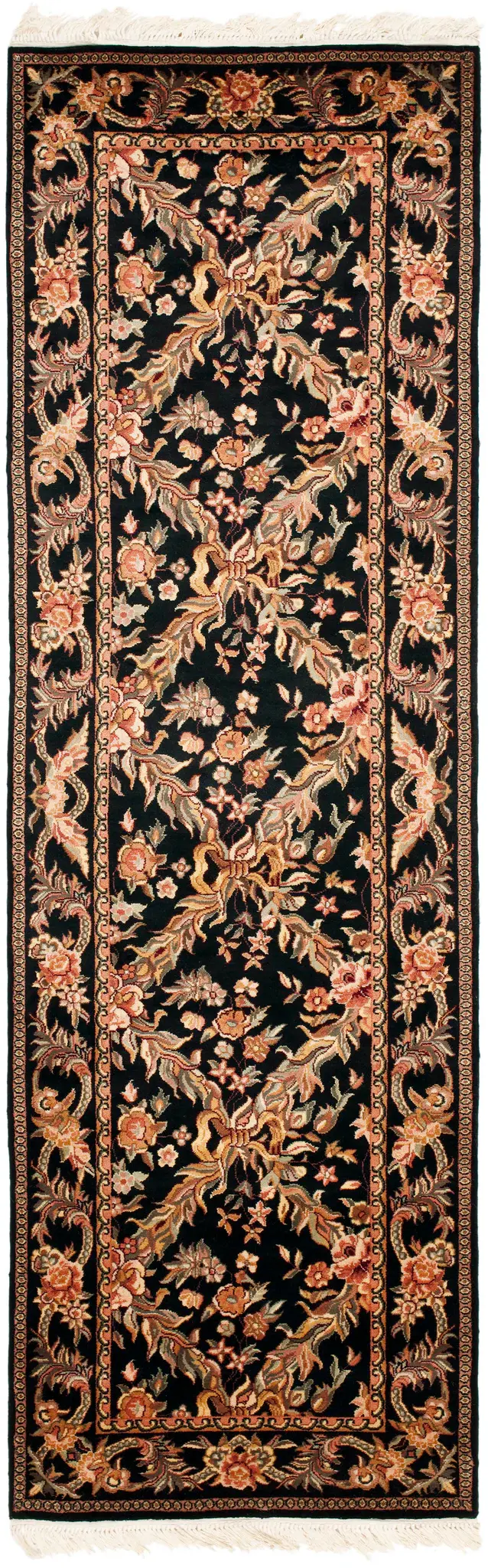 Royal Kerman Floral Lattice Hand-Knotted Wool Rug