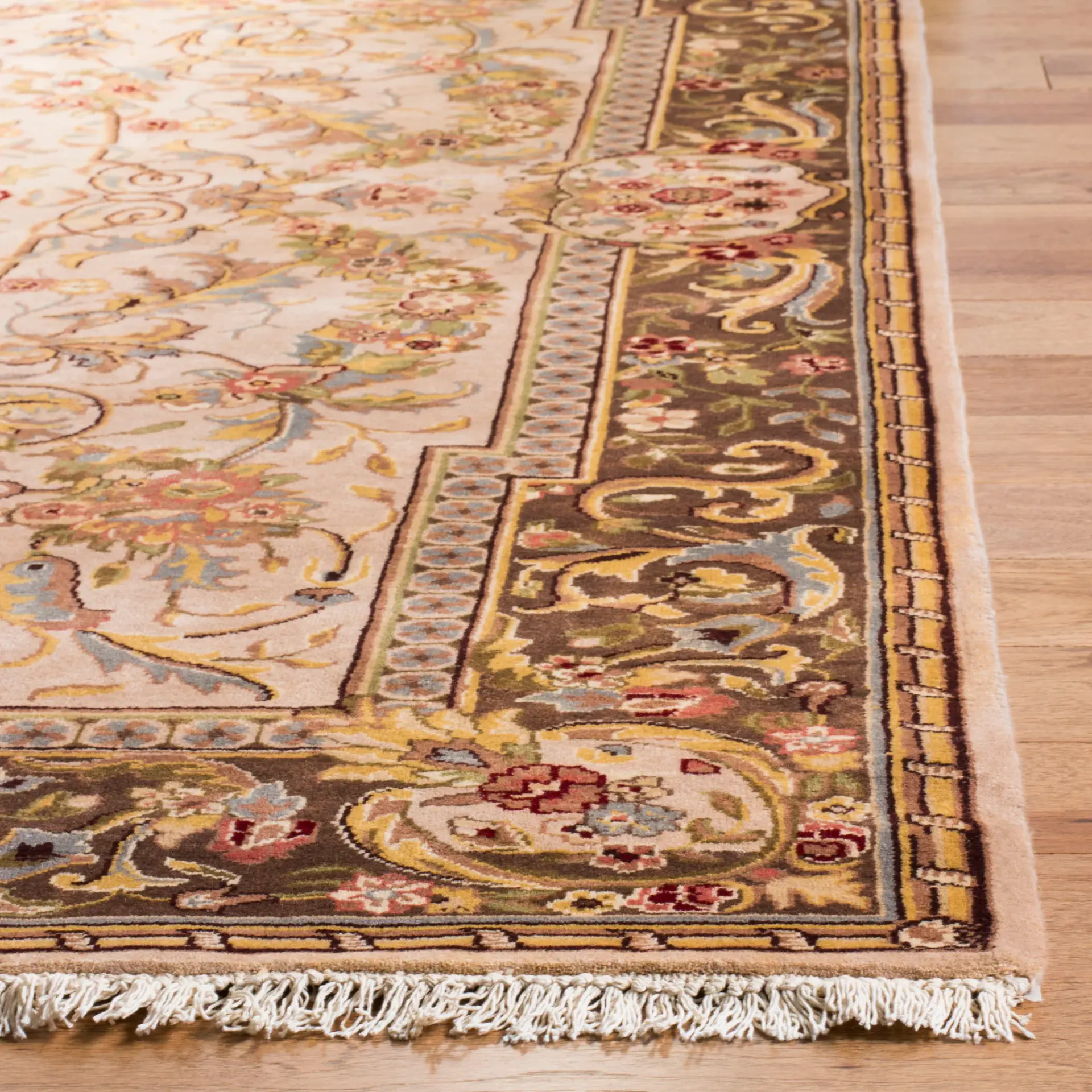 Royal Kerman Floral Bordered Wool Rug
