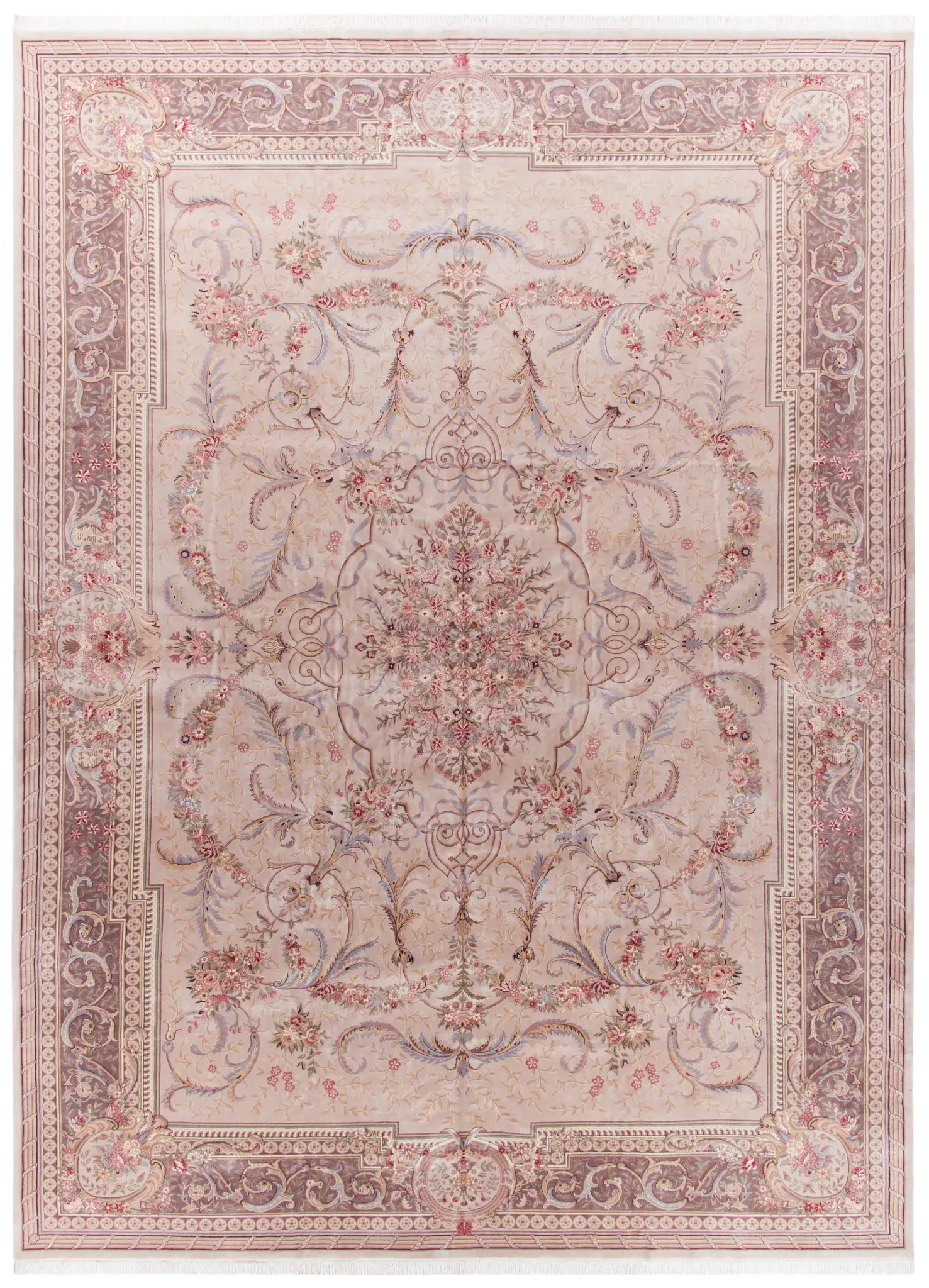 Royal Kerman Traditional Floral Hand-Knotted Wool Rug