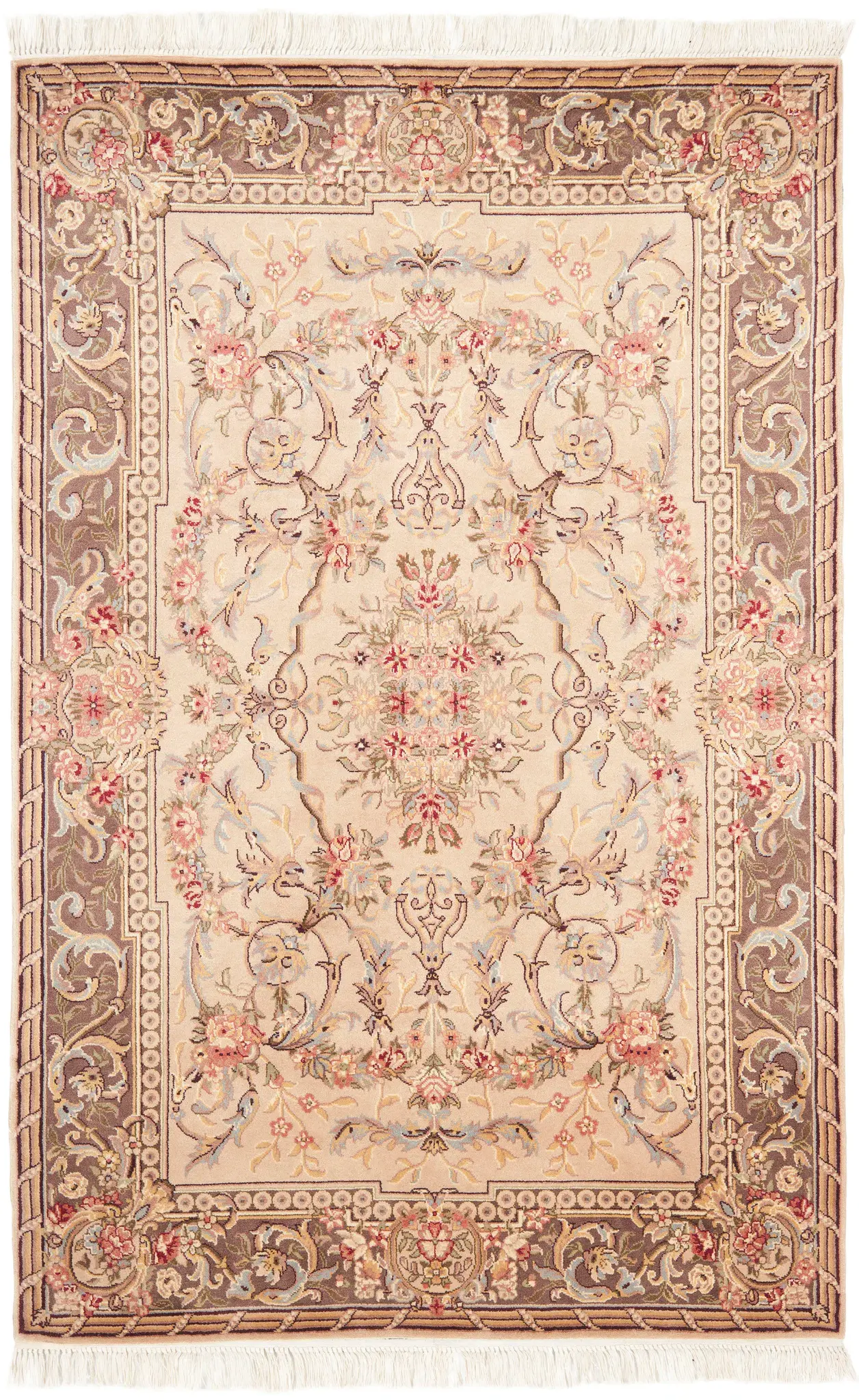 Royal Kerman Traditional Floral Hand-Knotted Wool Rug