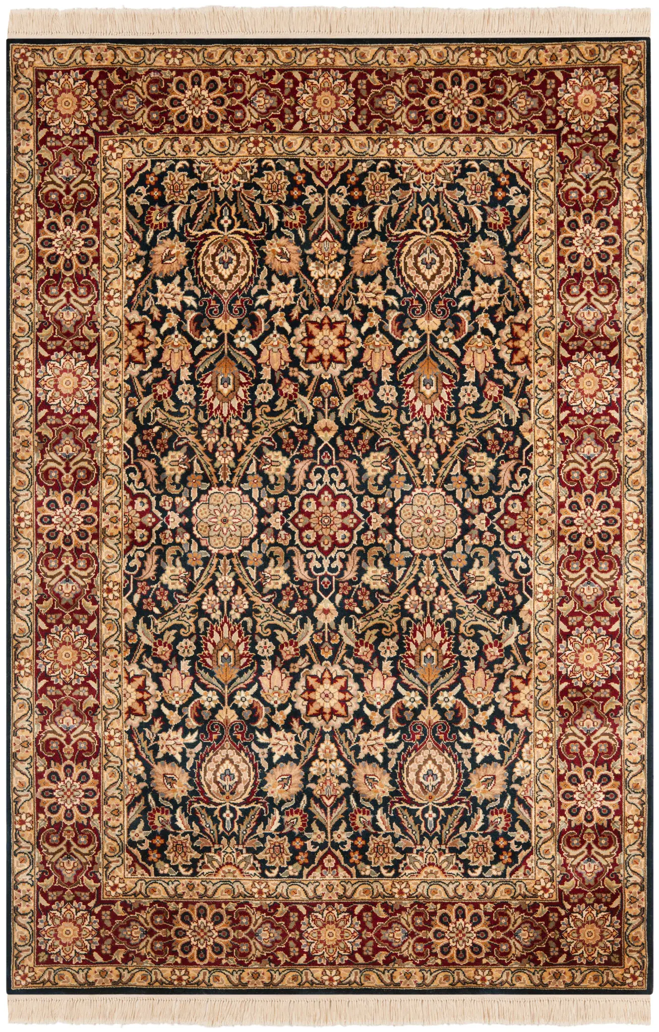 Royal Kerman Ornate Scroll Hand-Knotted Wool Rug
