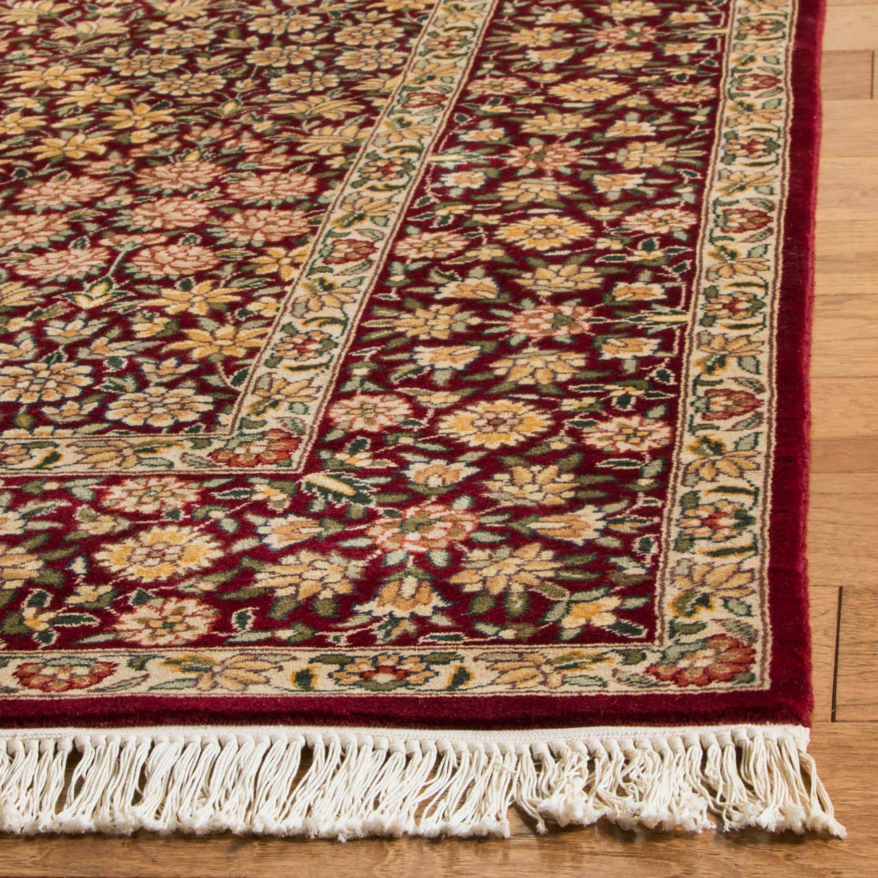 Royal Kerman Small-Scale Floral Hand-Knotted Wool Rug