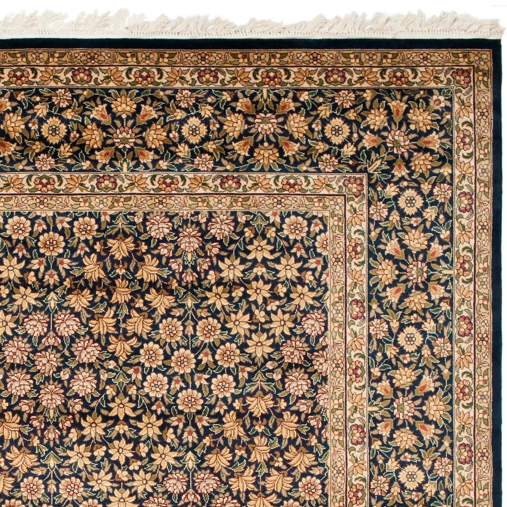 Royal Kerman Small-Scale Floral Hand-Knotted Wool Rug