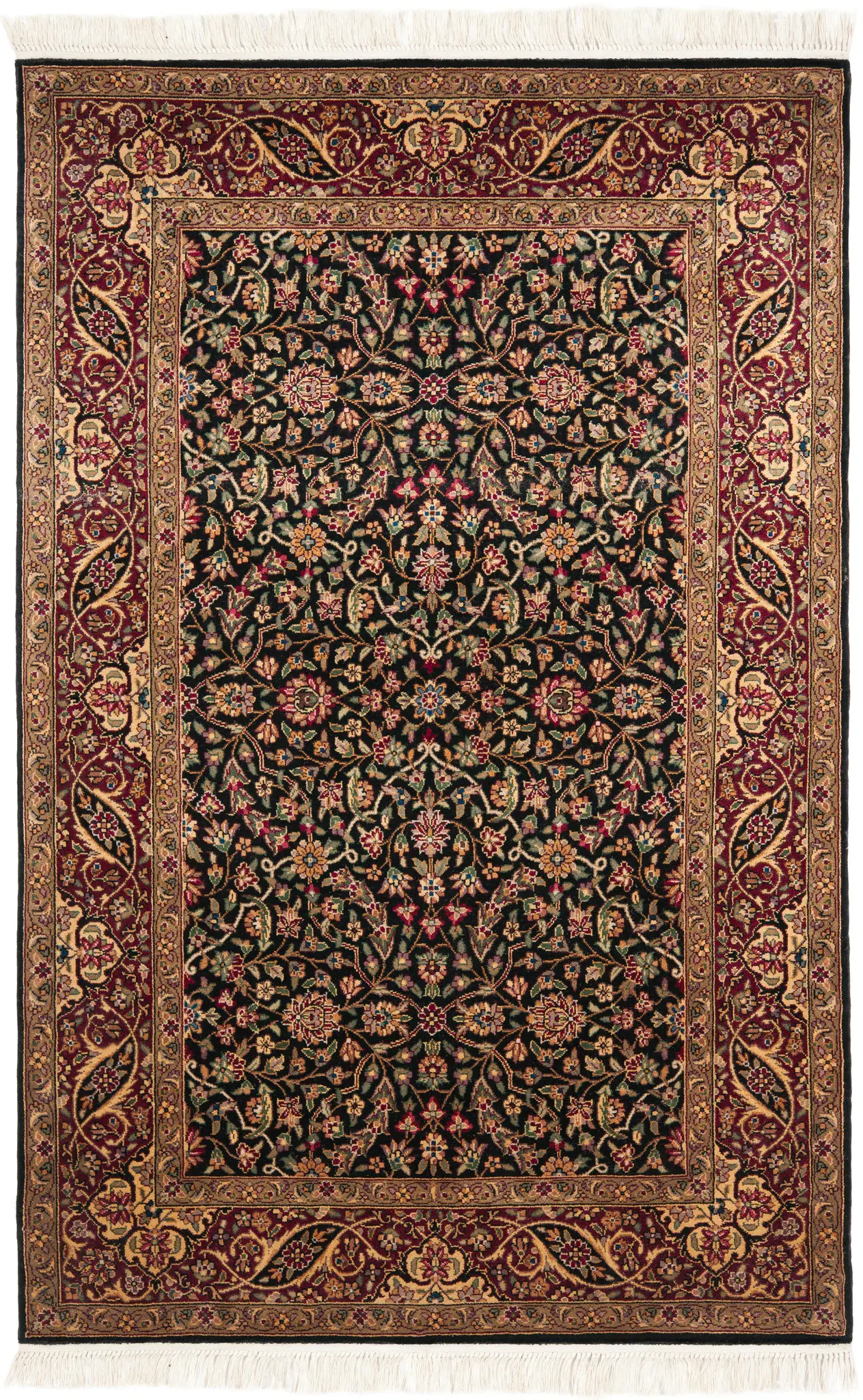 Royal Kerman Linear Geometric Hand-Knotted Wool Rug