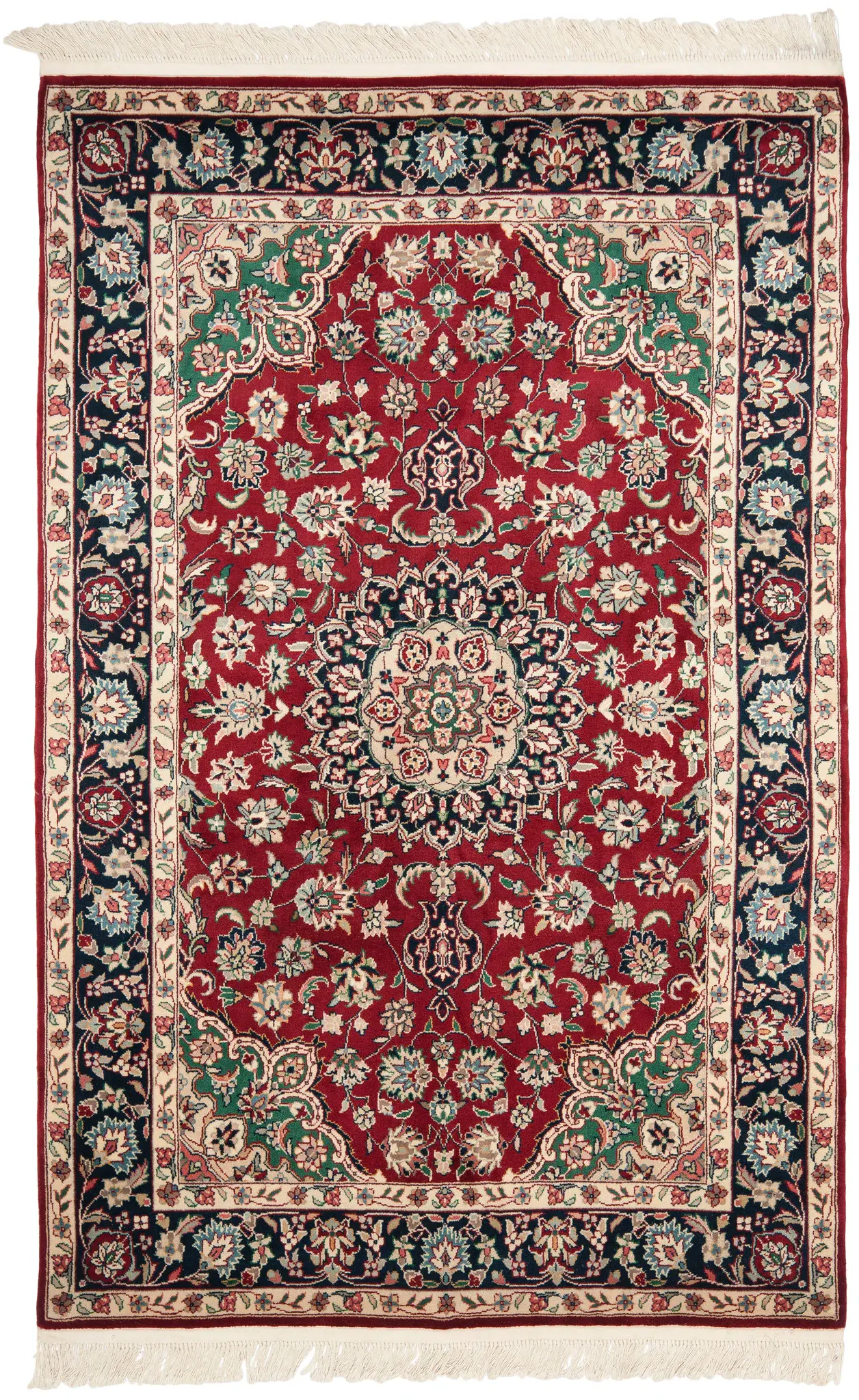 Royal Kerman Floral Scroll Hand-Knotted Wool Rug