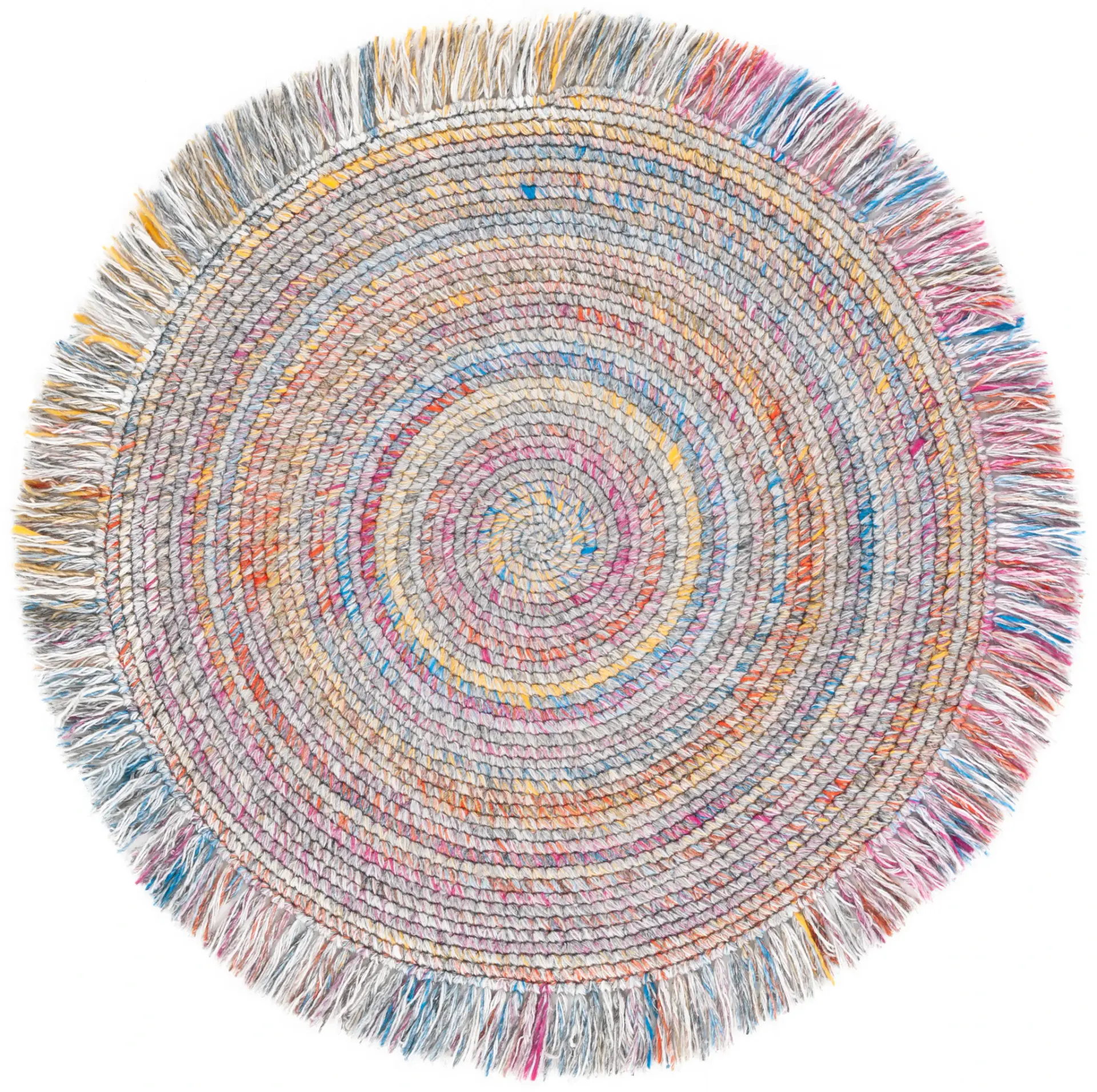 Renewal Spiral Braided Fringed Hand-Woven Rug