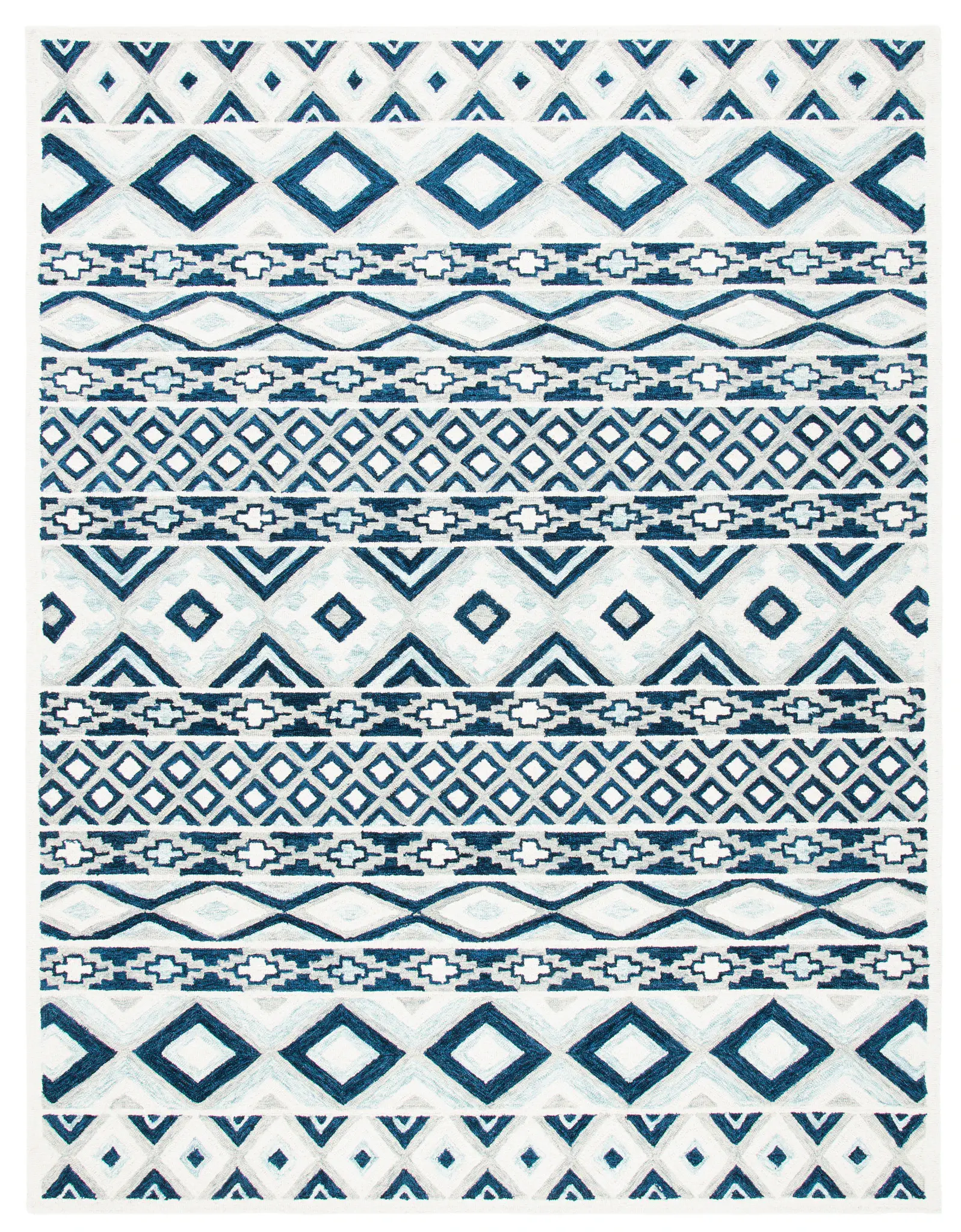 Roslyn Striped Geometric Hand-Tufted Wool Rug