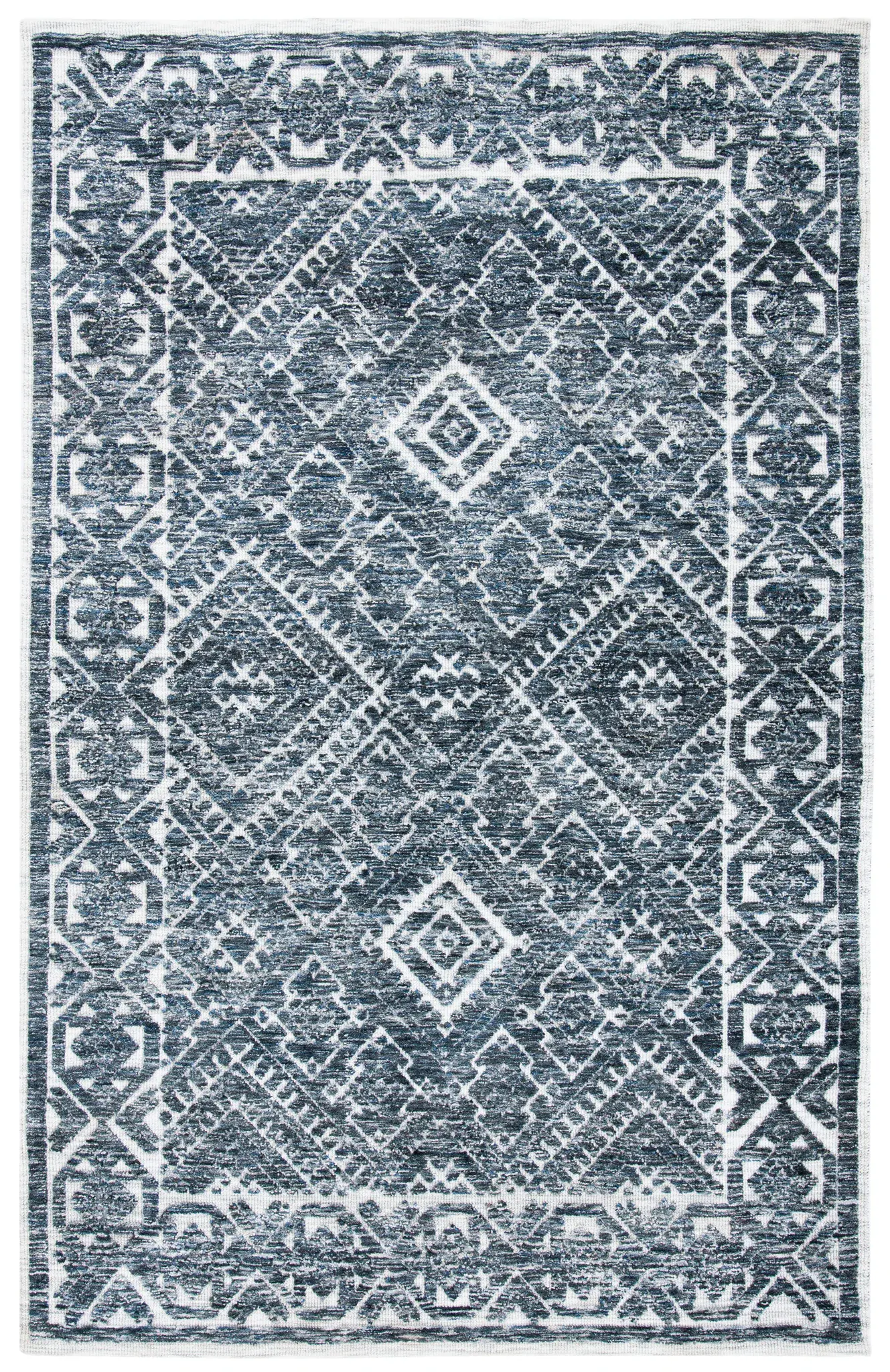 Roslyn Diamond Bordered Hand-Loomed Rug