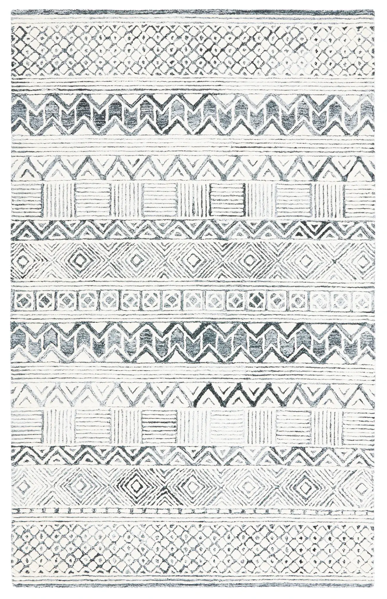 Roslyn Geometric Banded Hand-Tufted Rug