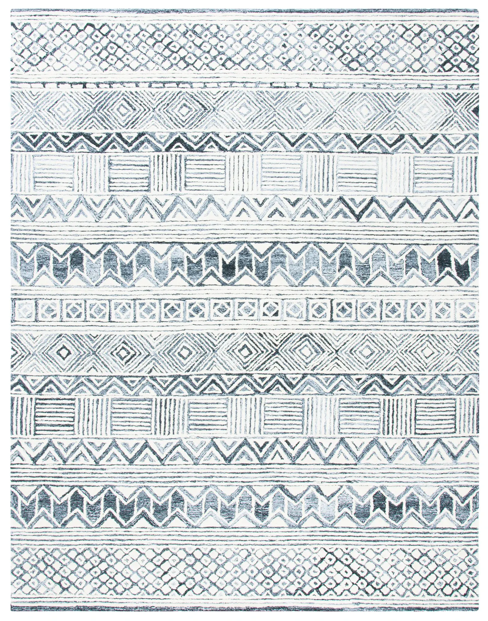 Roslyn Geometric Banded Hand-Tufted Rug