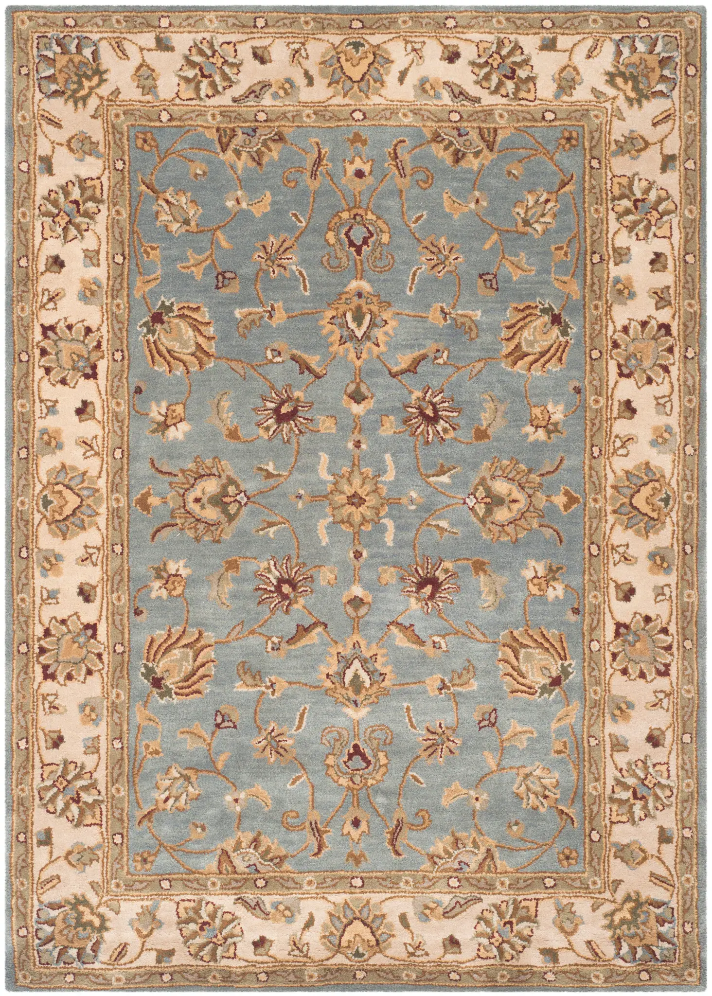 Royalty Floral Bordered Hand-Tufted Wool Rug
