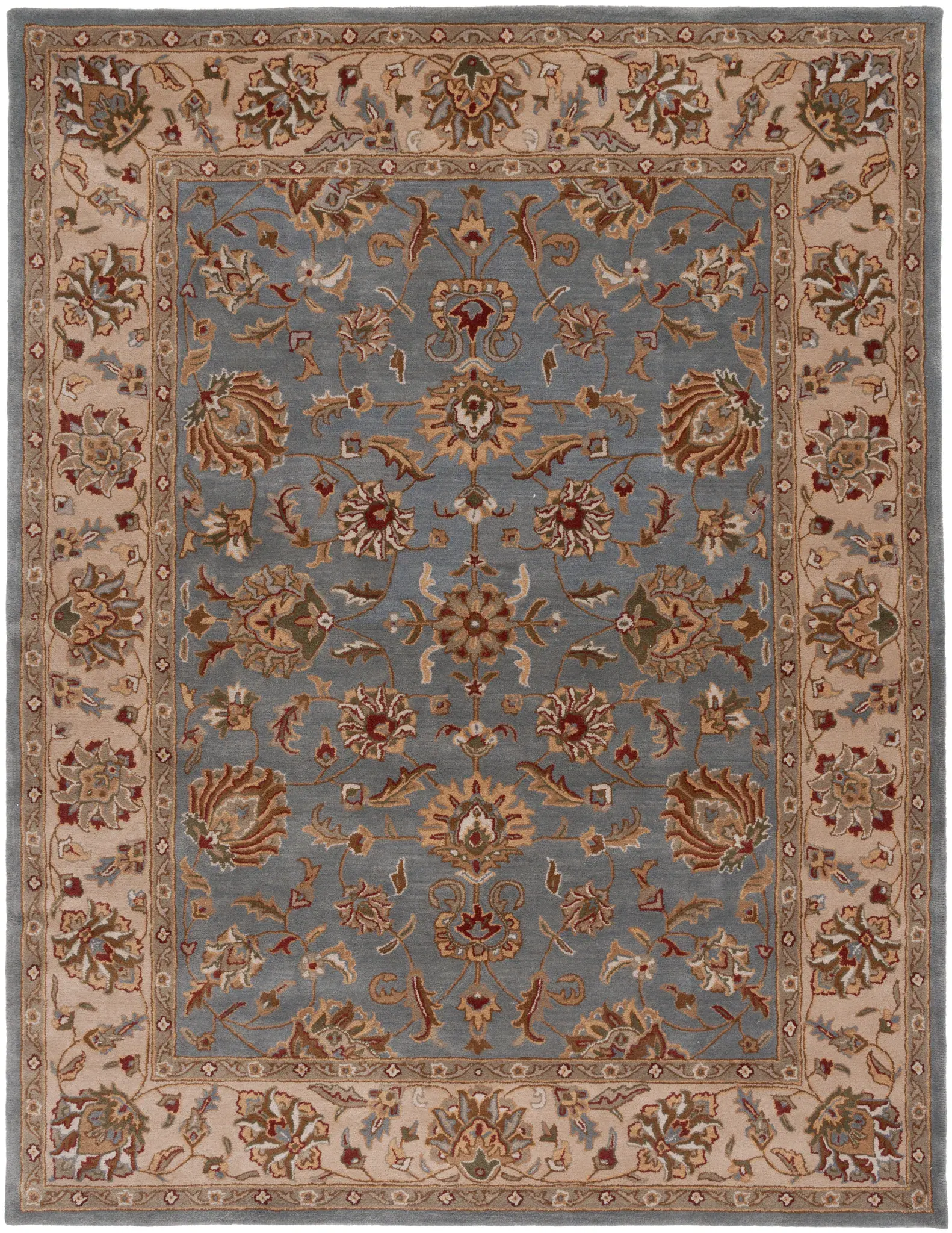 Royalty Floral Bordered Hand-Tufted Wool Rug