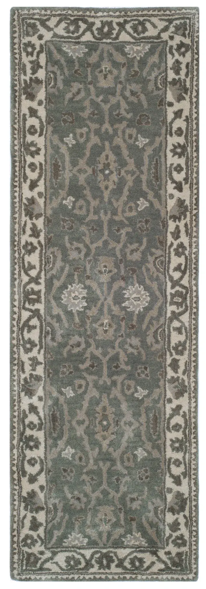 Royalty Palmette Bordered Hand-Tufted Wool Rug