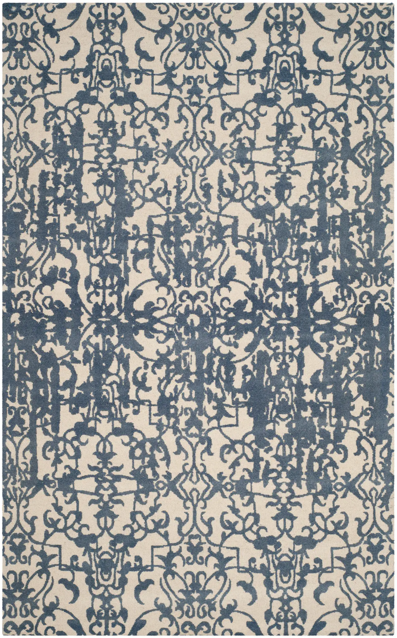 Restoration Vintage Distressed Scroll Hand-Tufted Wool Rug