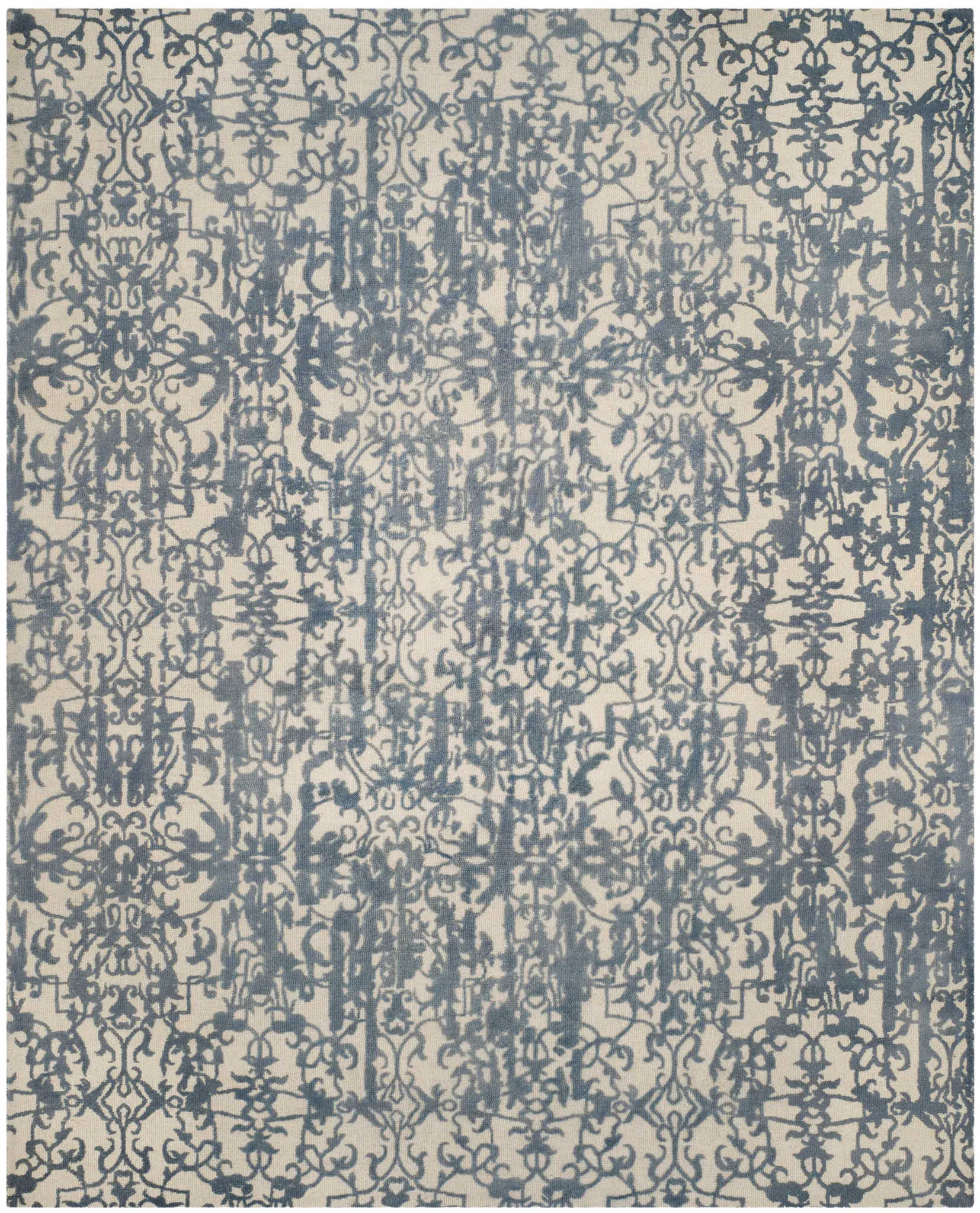 Restoration Vintage Distressed Scroll Hand-Tufted Wool Rug