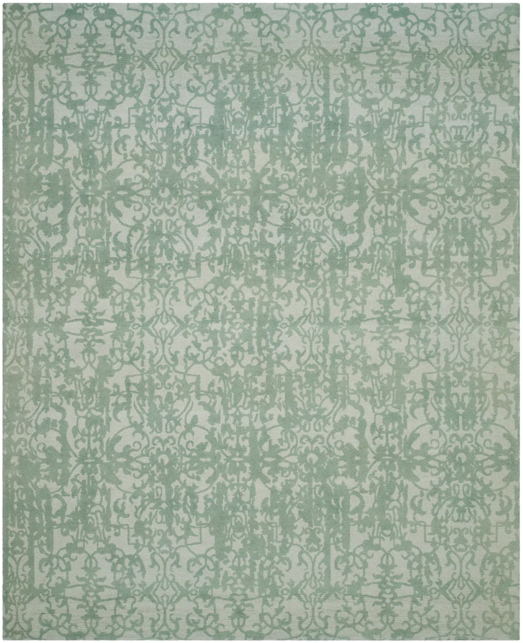 Restoration Vintage Distressed Scroll Hand-Tufted Wool Rug