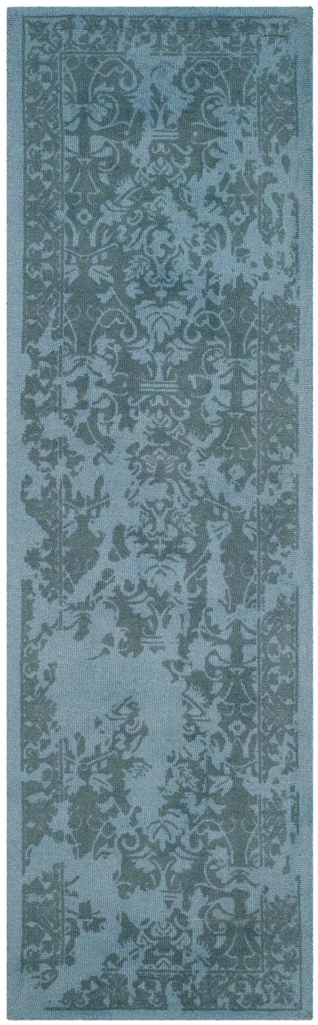 Restoration Vintage Distressed Damask Hand-Tufted Wool Rug