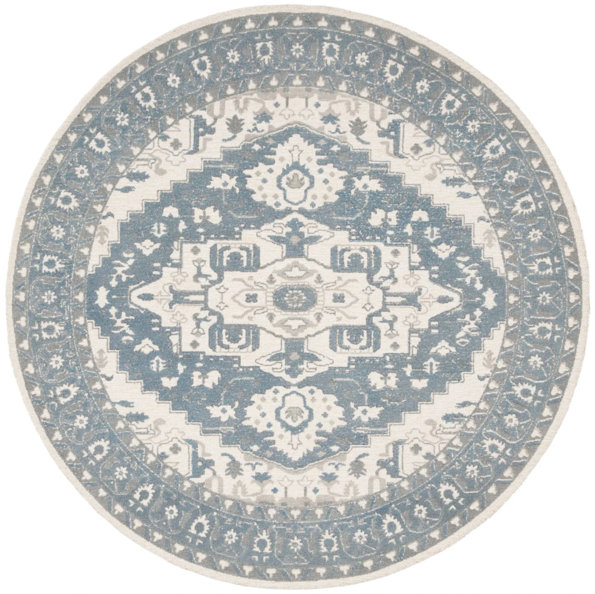 Restoration Vintage Stepped Medallion Hand-Tufted Rug