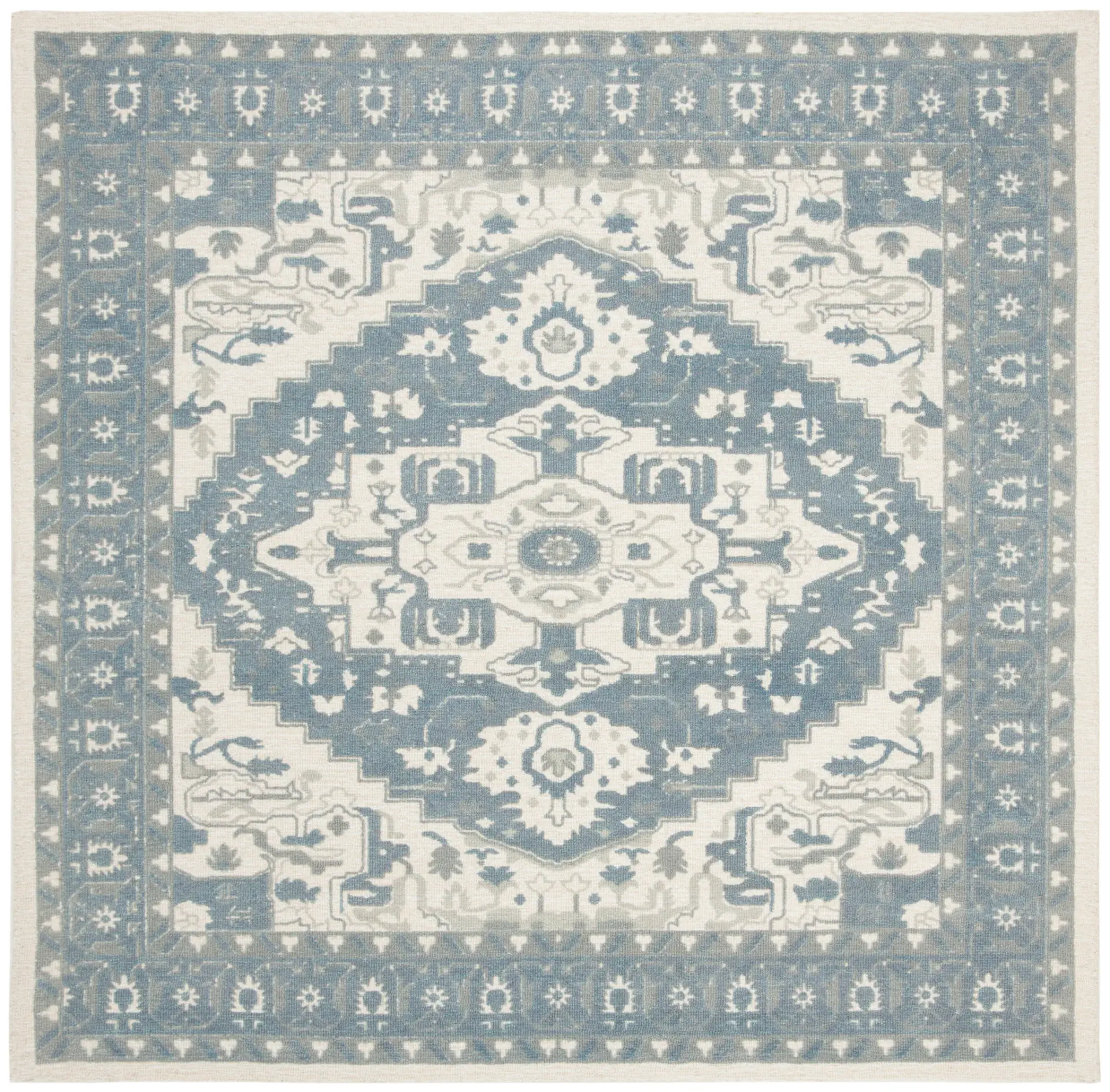 Restoration Vintage Stepped Medallion Hand-Tufted Rug