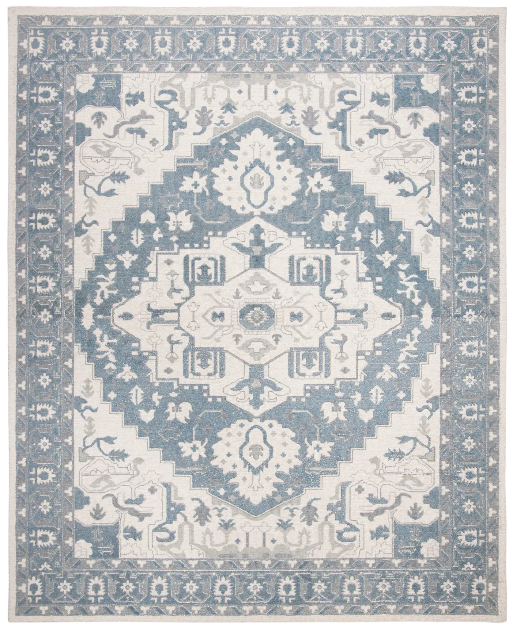 Restoration Vintage Stepped Medallion Hand-Tufted Rug