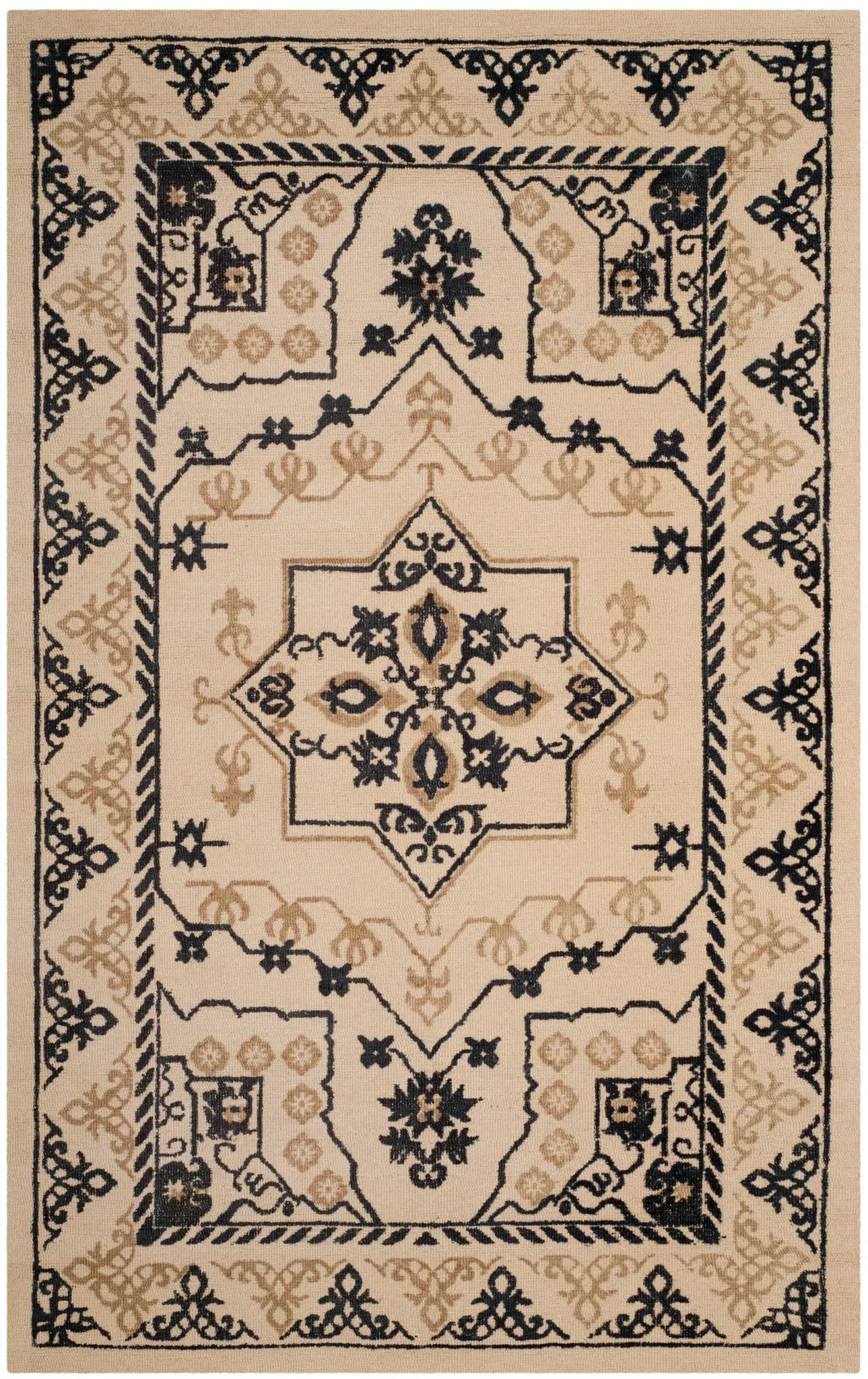 Restoration Vintage Bordered Medallion Hand-Tufted Wool Rug