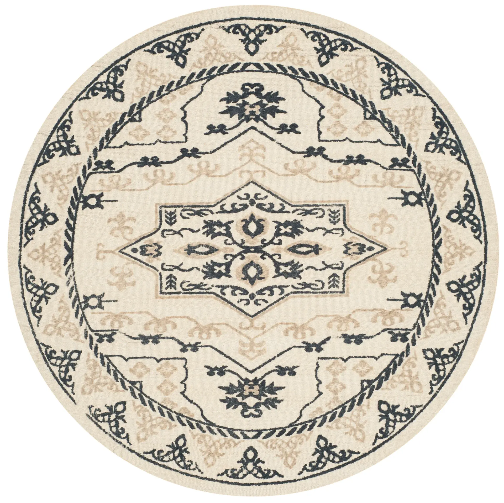 Restoration Vintage Bordered Medallion Hand-Tufted Wool Rug