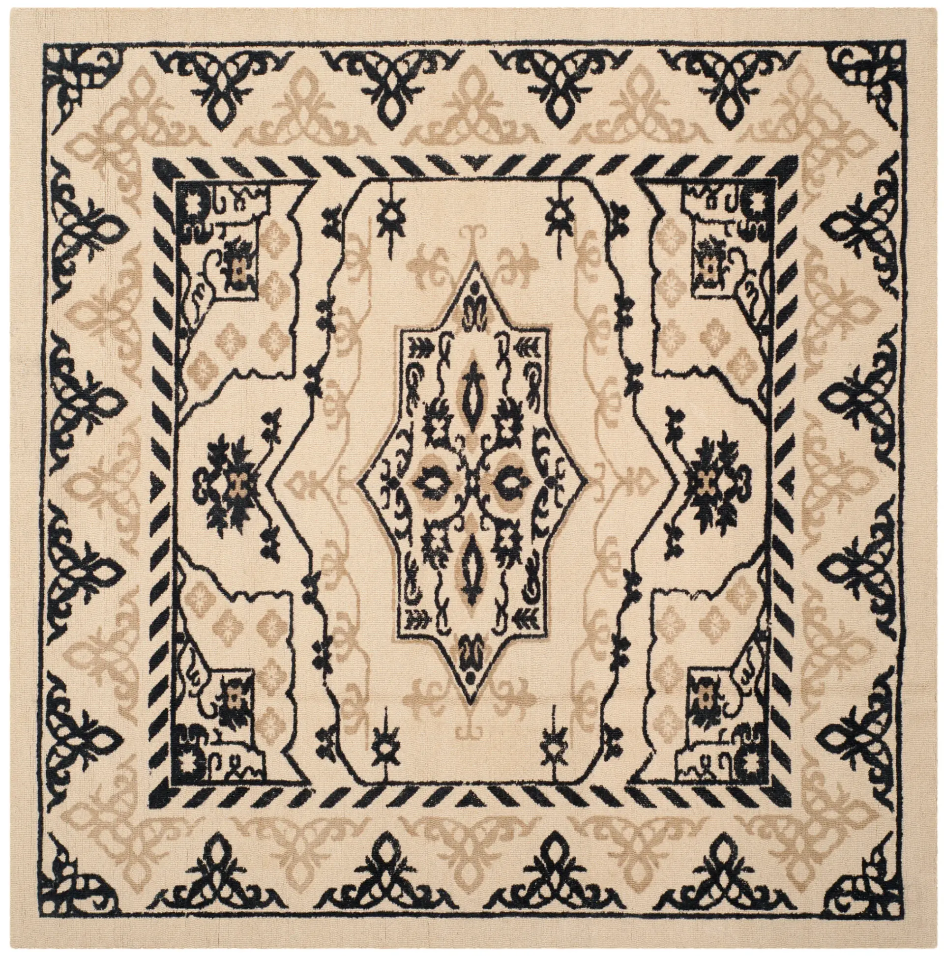 Restoration Vintage Bordered Medallion Hand-Tufted Wool Rug