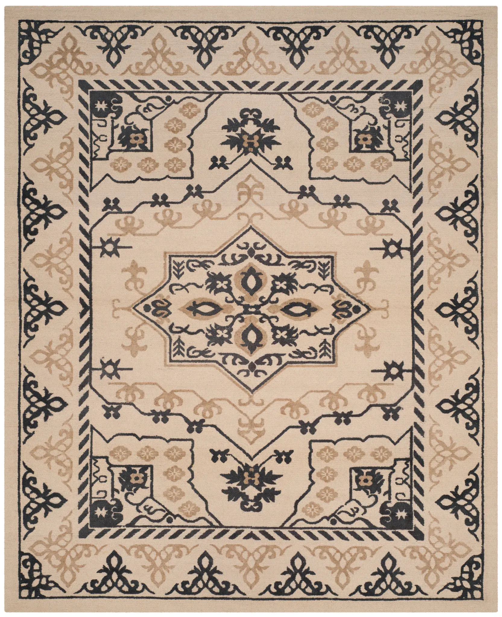Restoration Vintage Bordered Medallion Hand-Tufted Wool Rug