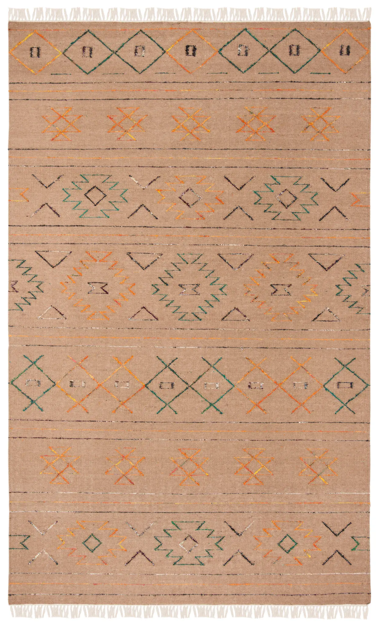Safari Banded Geometric Hand-Knotted Rug
