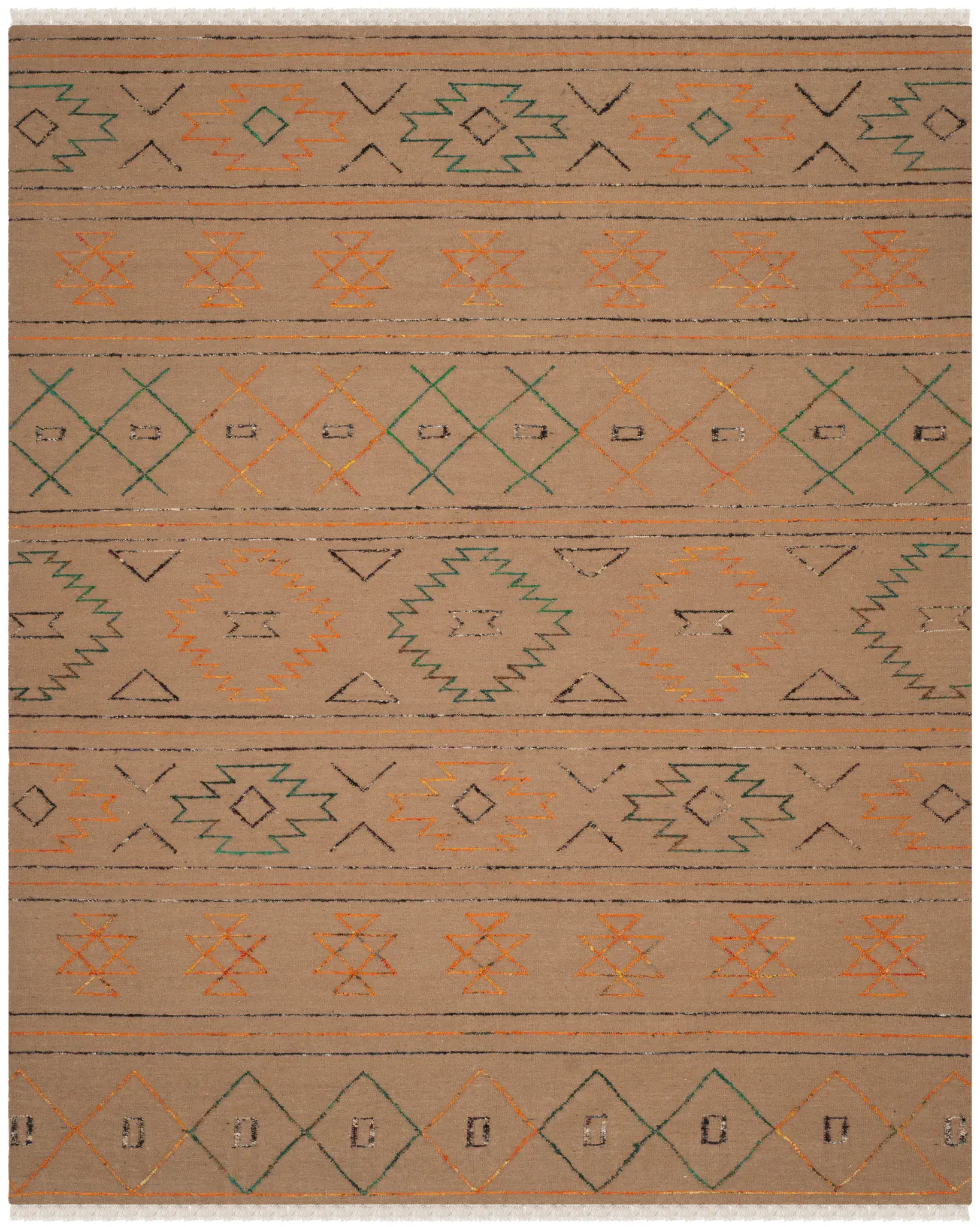 Safari Banded Geometric Hand-Knotted Rug