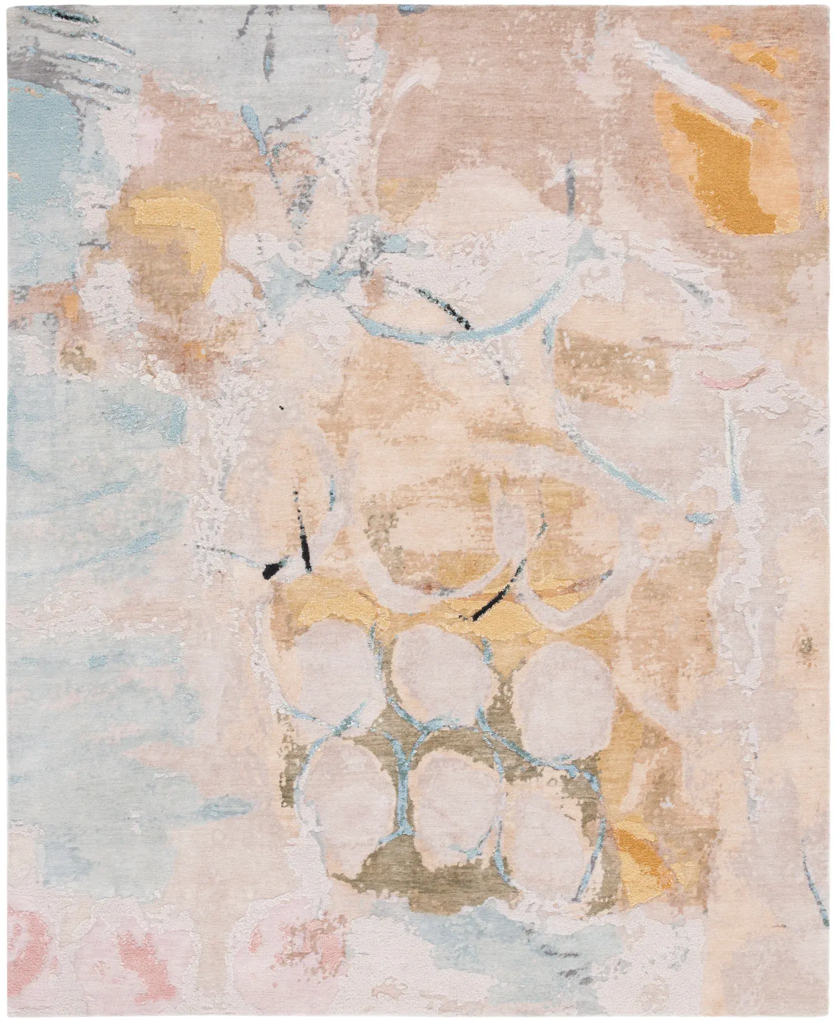 Saint Tropez Painterly Abstract Hand-Knotted Wool & Silk Rug