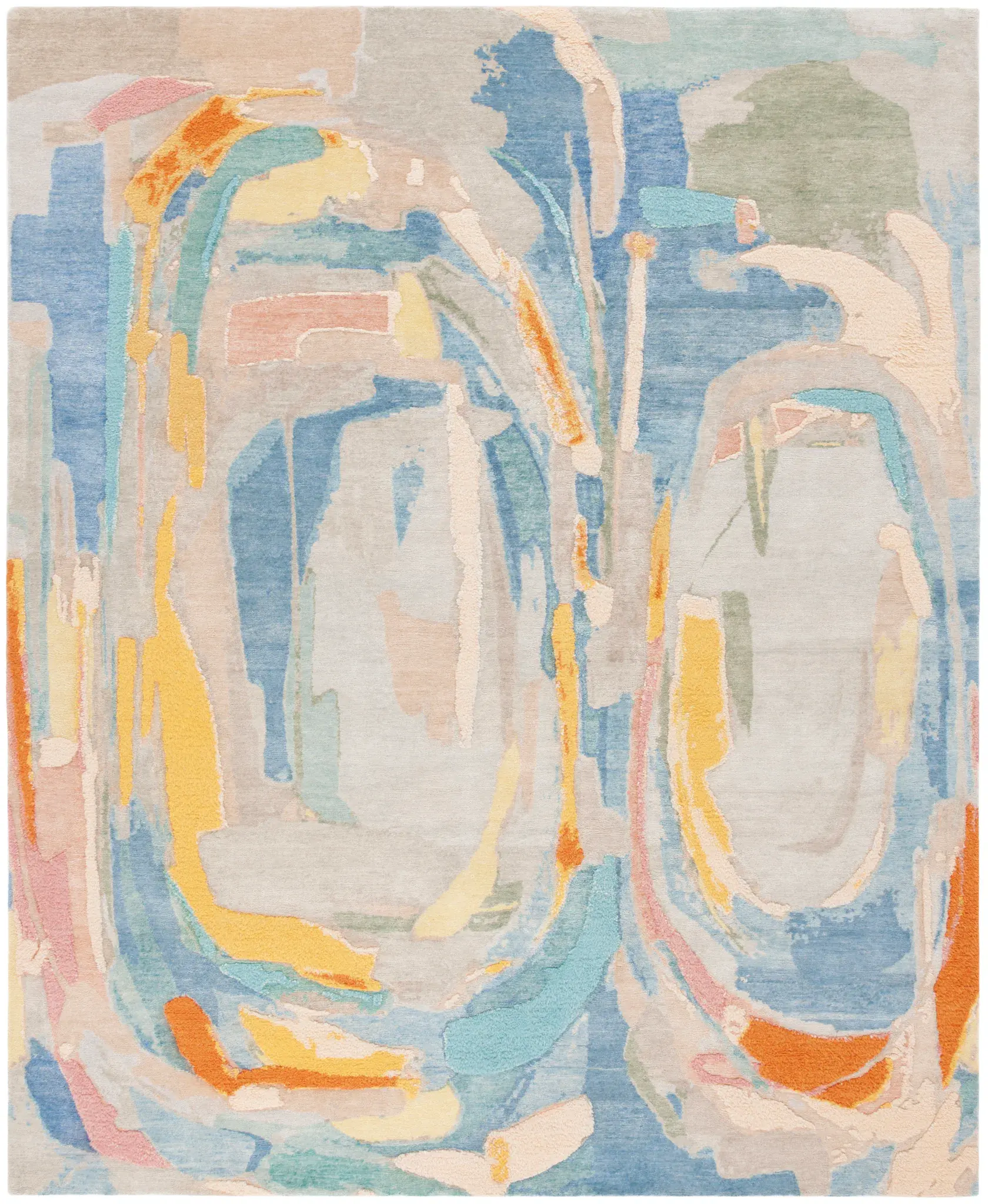 Saint Tropez Swirl Abstract Hand-Knotted Wool & Silk Rug