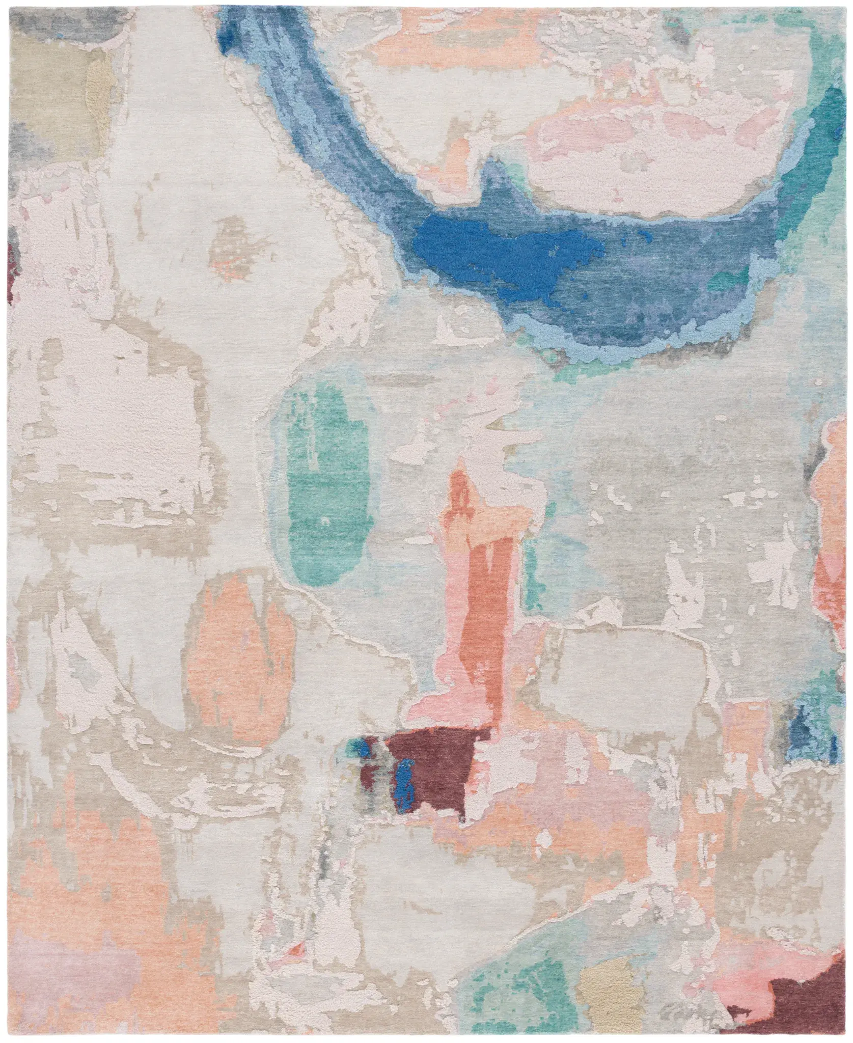 Saint Tropez Distressed Abstract Hand-Knotted Wool & Silk Rug