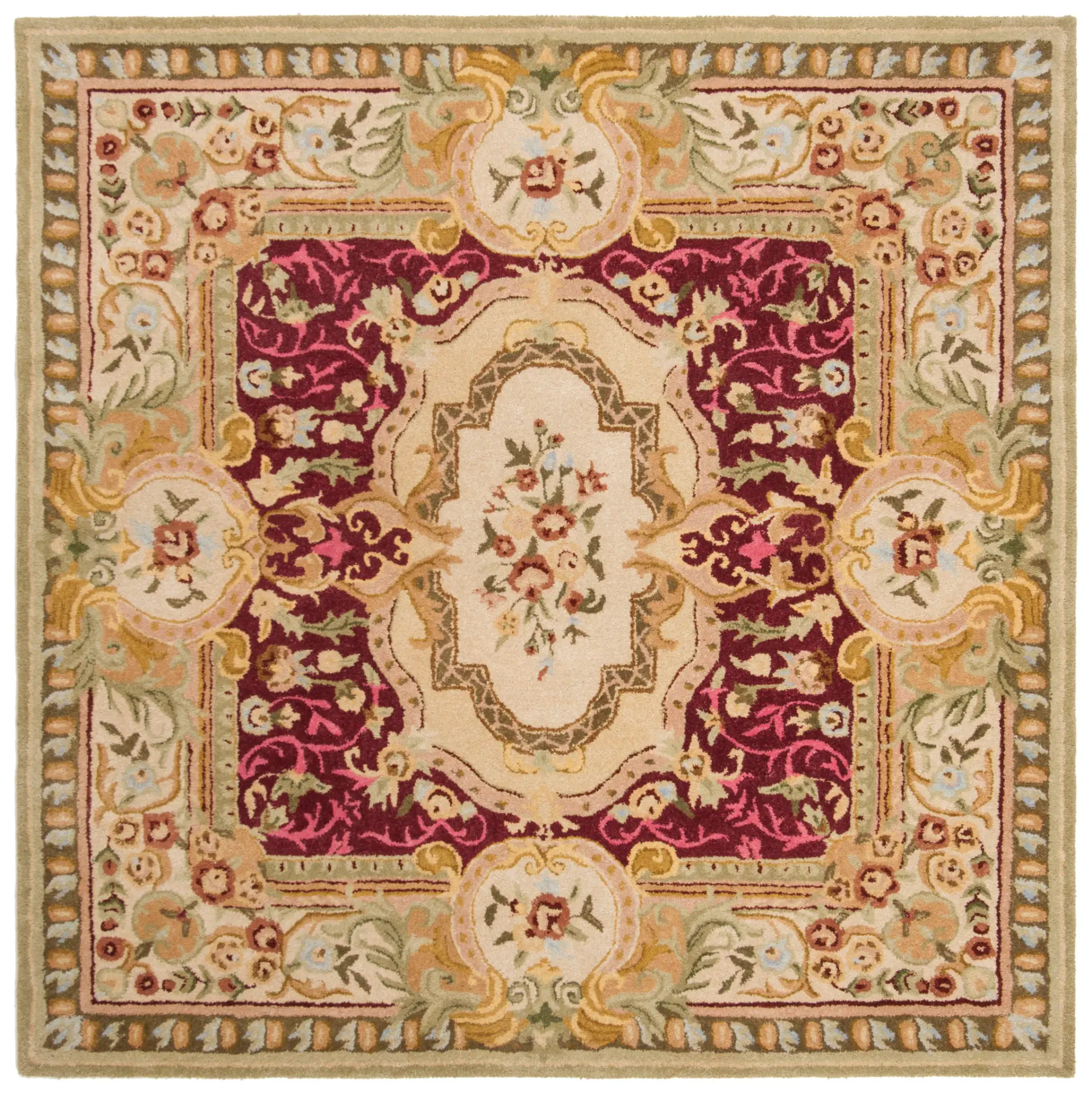 Savonnerie Floral Bouquet Hand-Tufted Wool Rug