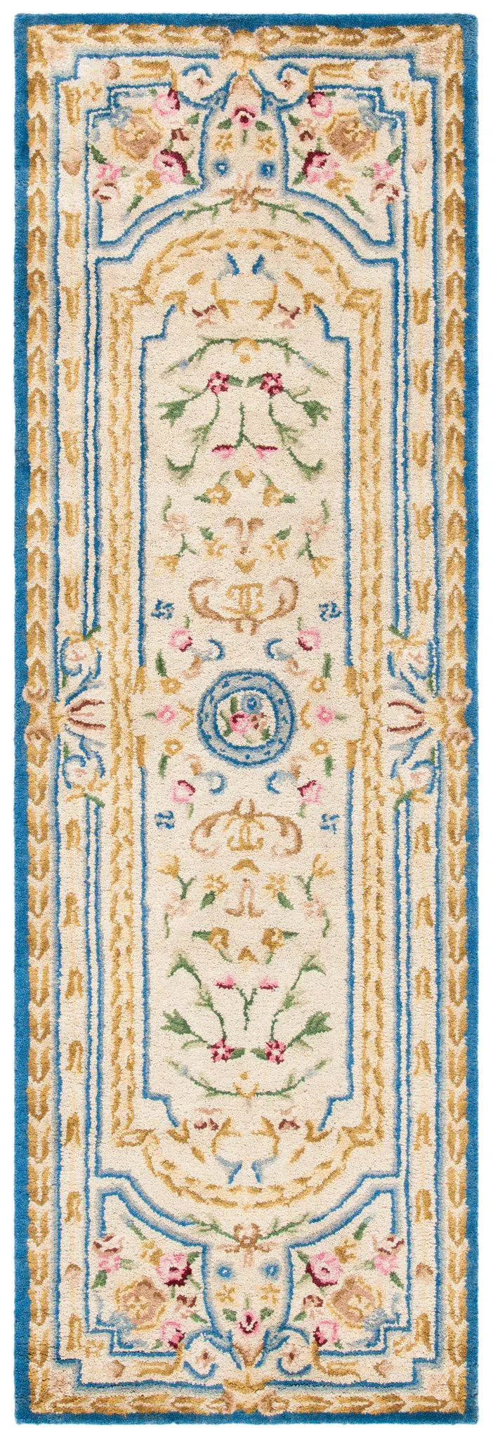 Savonnerie Floral Garland Hand-Tufted Wool Rug