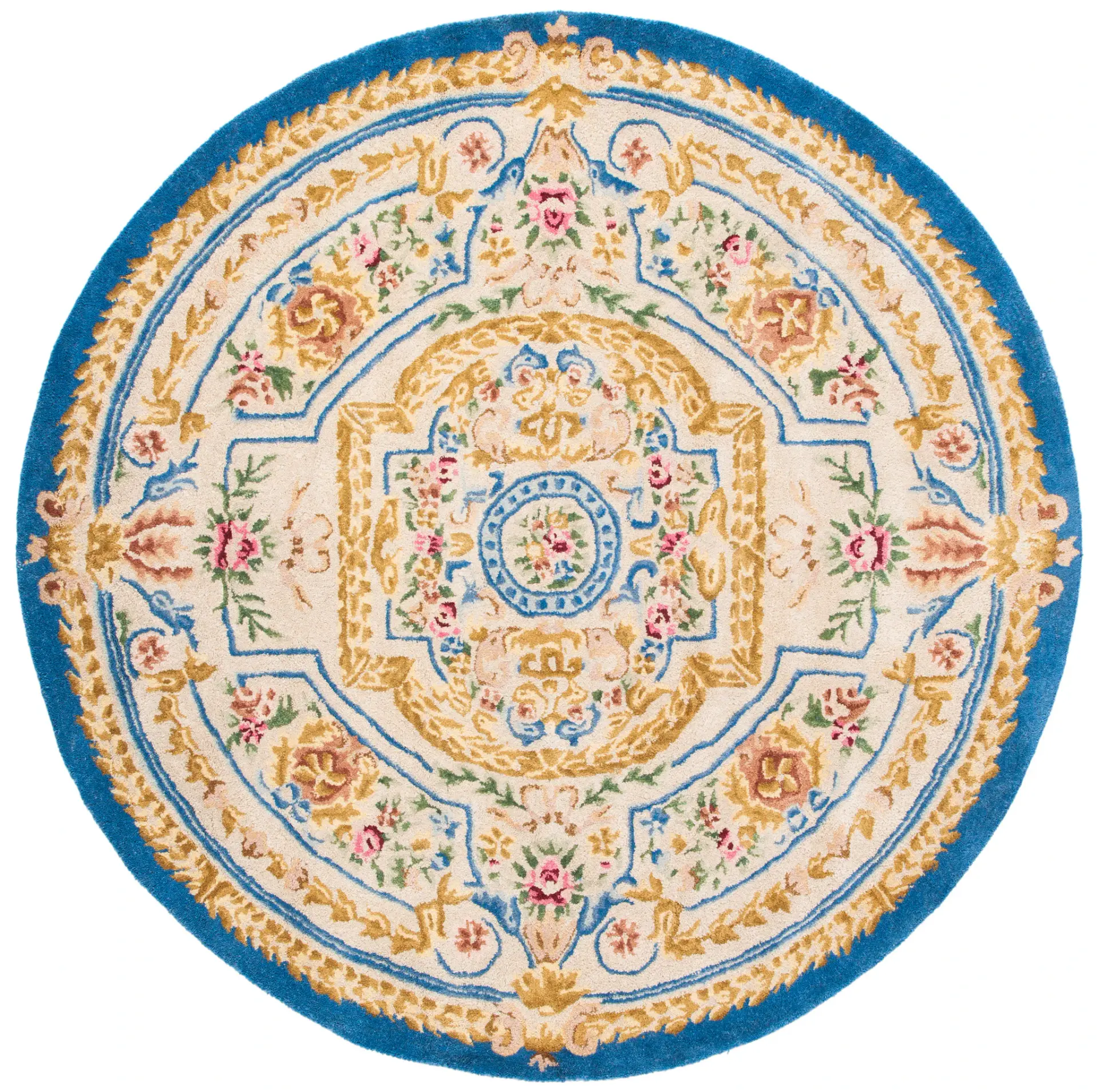 Savonnerie Floral Garland Hand-Tufted Wool Rug