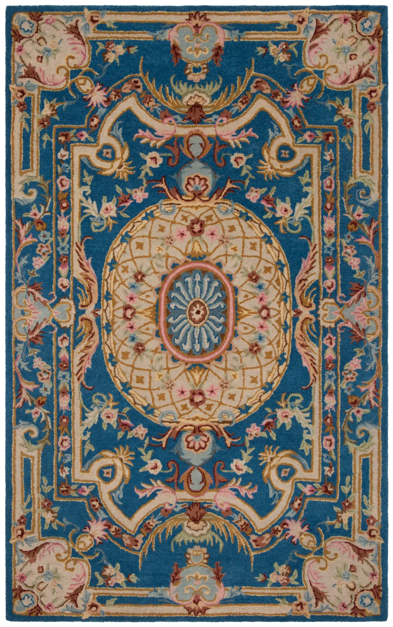 Savonnerie Oval Medallion Hand-Tufted Wool Rug