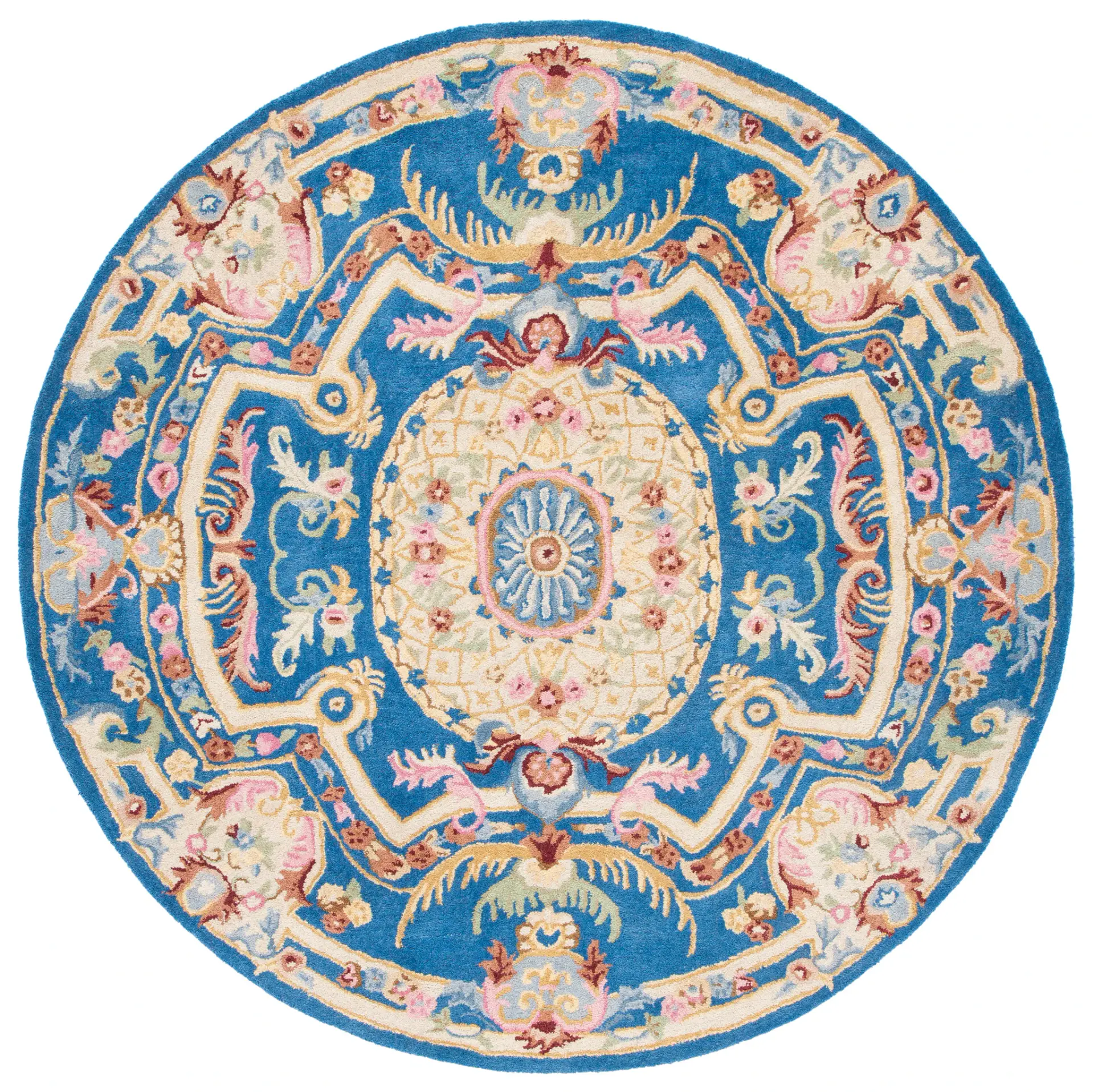 Savonnerie Oval Medallion Hand-Tufted Wool Rug