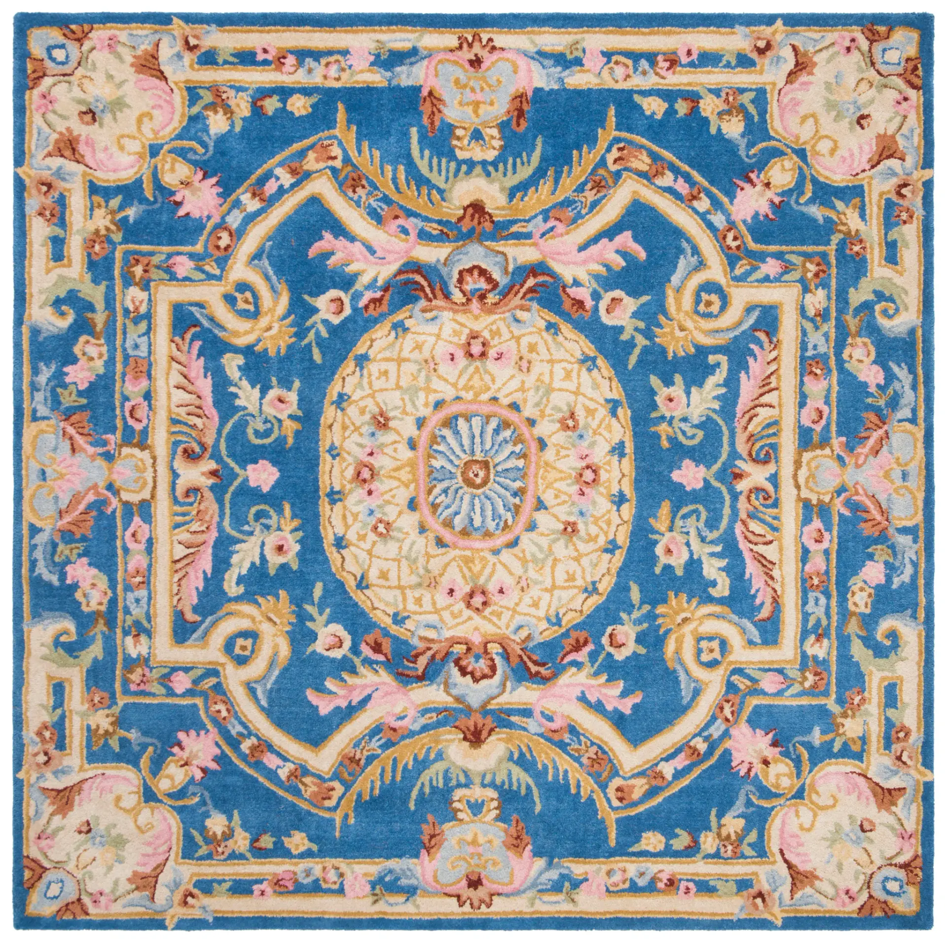 Savonnerie Oval Medallion Hand-Tufted Wool Rug