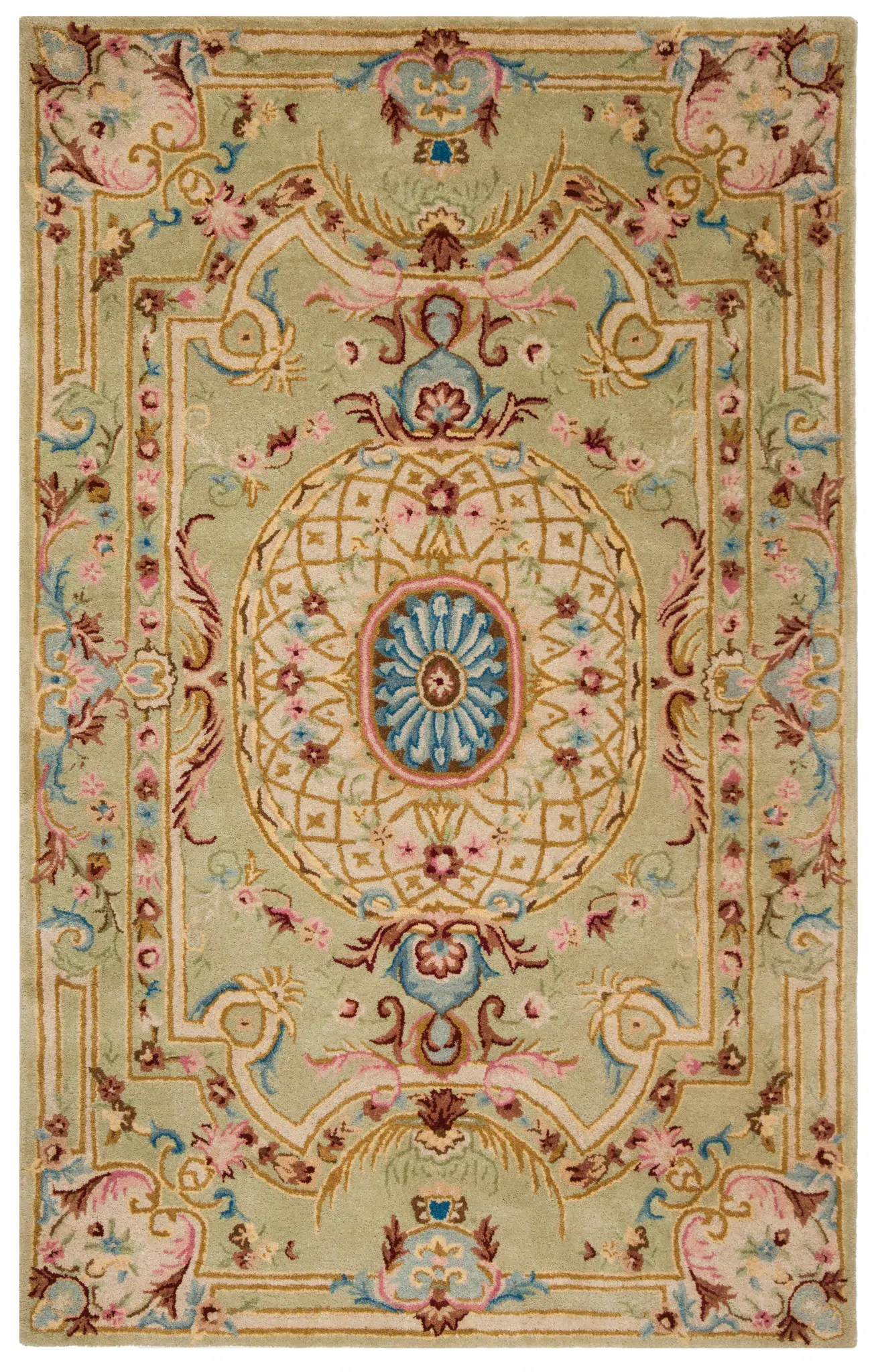 Savonnerie Oval Medallion Hand-Tufted Wool Rug