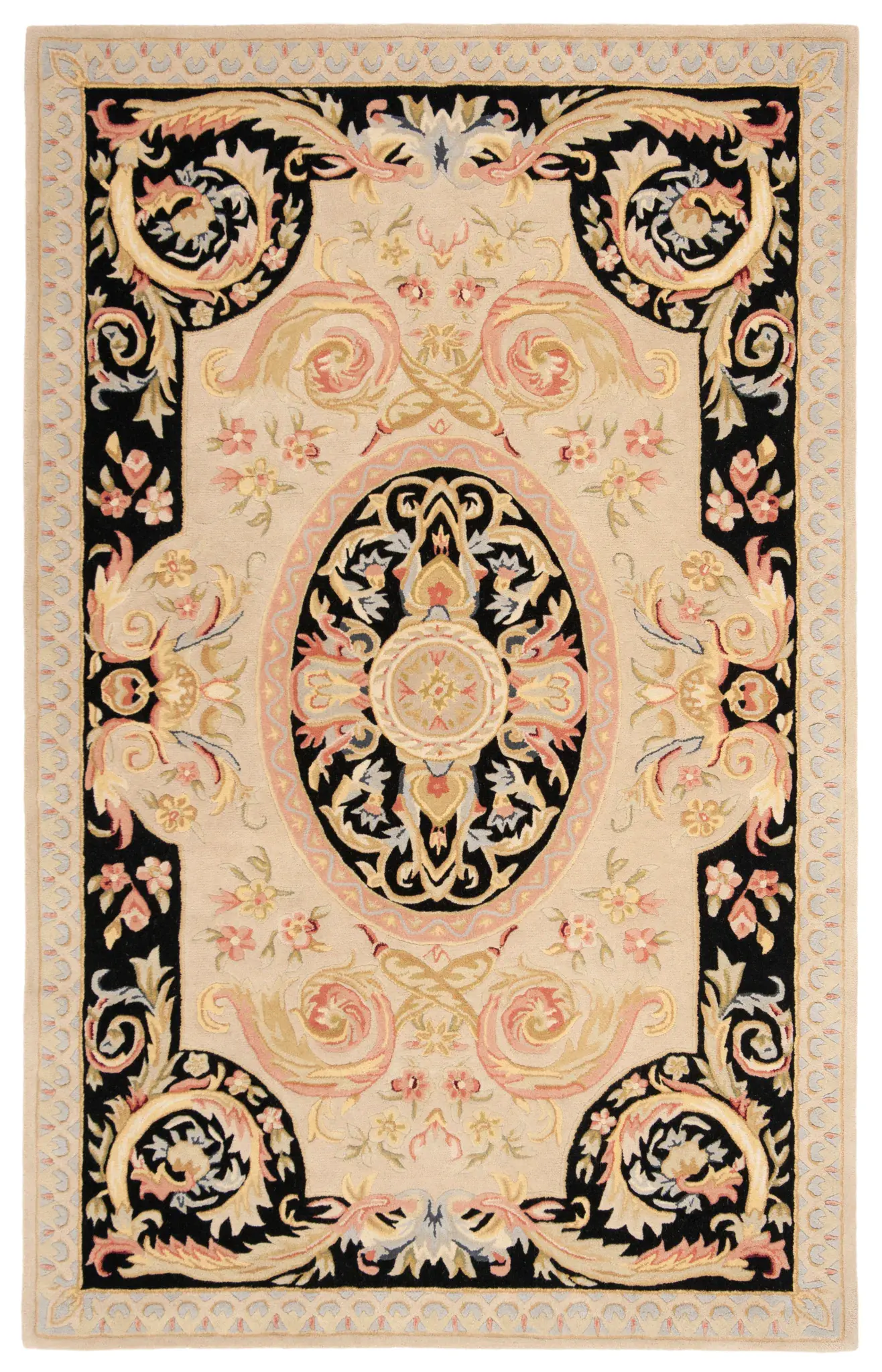Savonnerie Rosette Medallion Hand-Tufted Wool Rug
