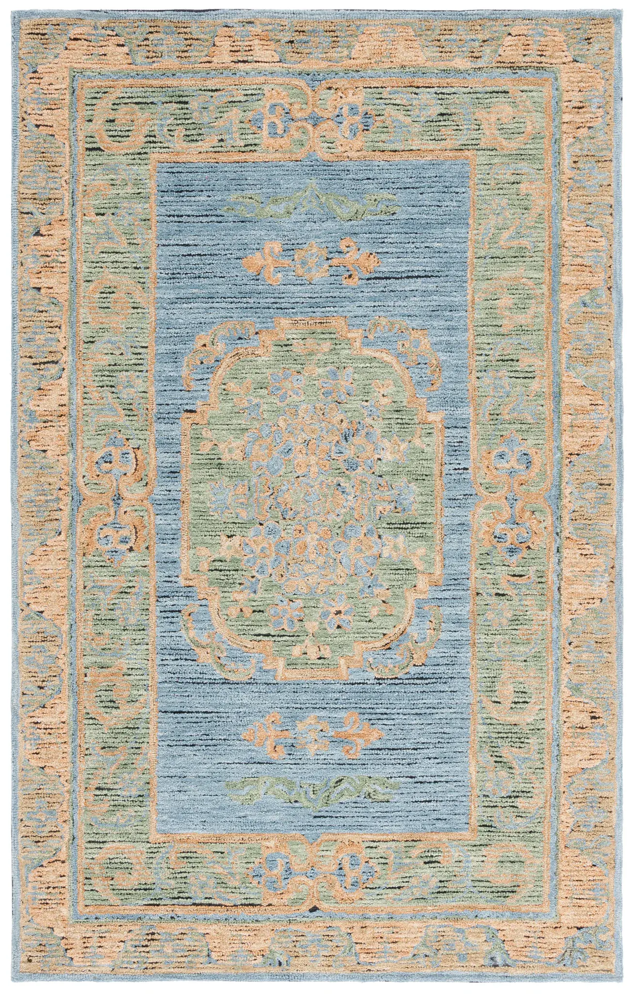 Savonnerie Floral Medallion Hand-Tufted Wool Rug